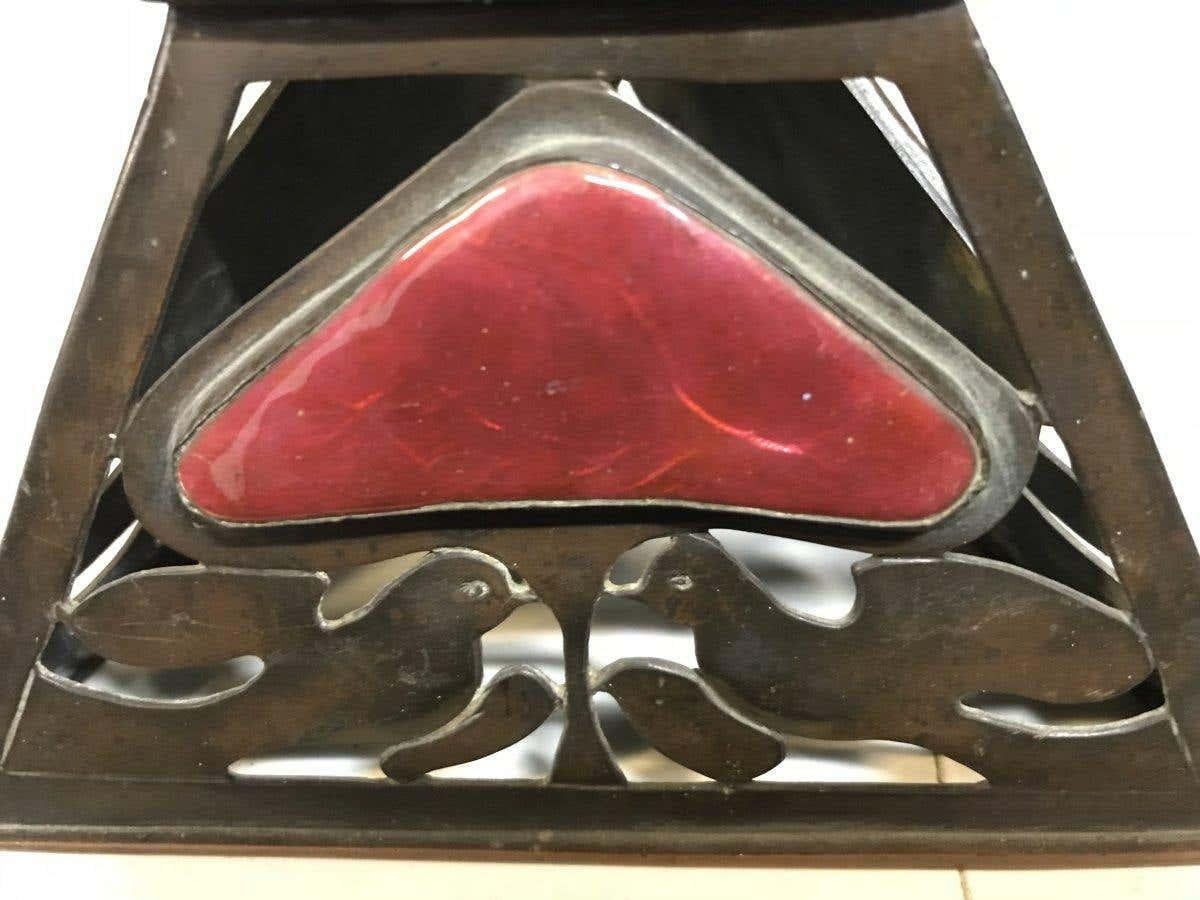 Richard Rathbone, Attr to C F A Voysey Arts & Crafts Copper & Enamel Candlestick For Sale 5