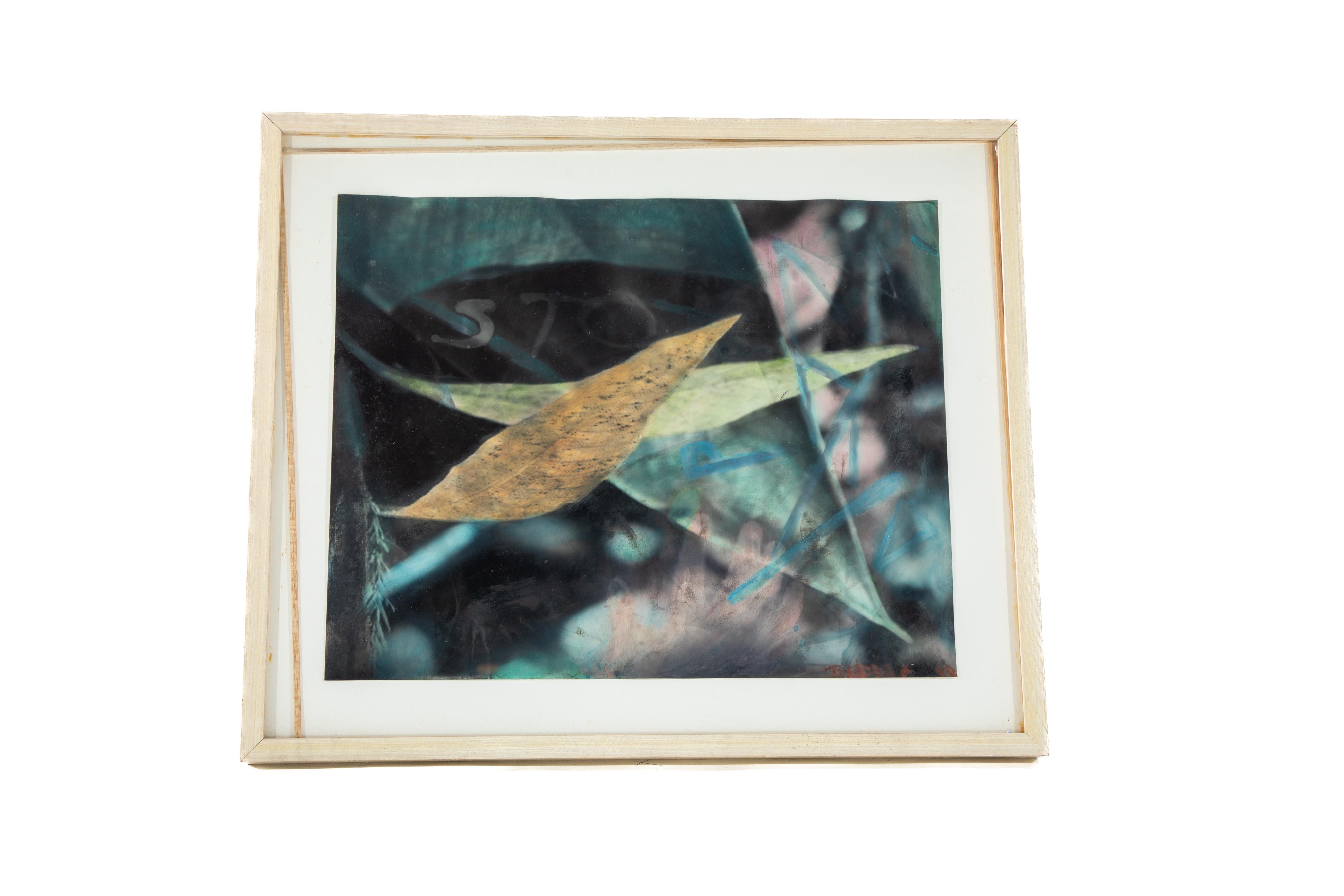 Tirage d'art photographique abstrait moderne de Richard Reddig. (Américain, né en 1937)  
Intitulé :  Feuille de saule, signée et datée en bas à droite.
Conserve le Label de la Joy Moos Gallery.  
Taille du travail 16
