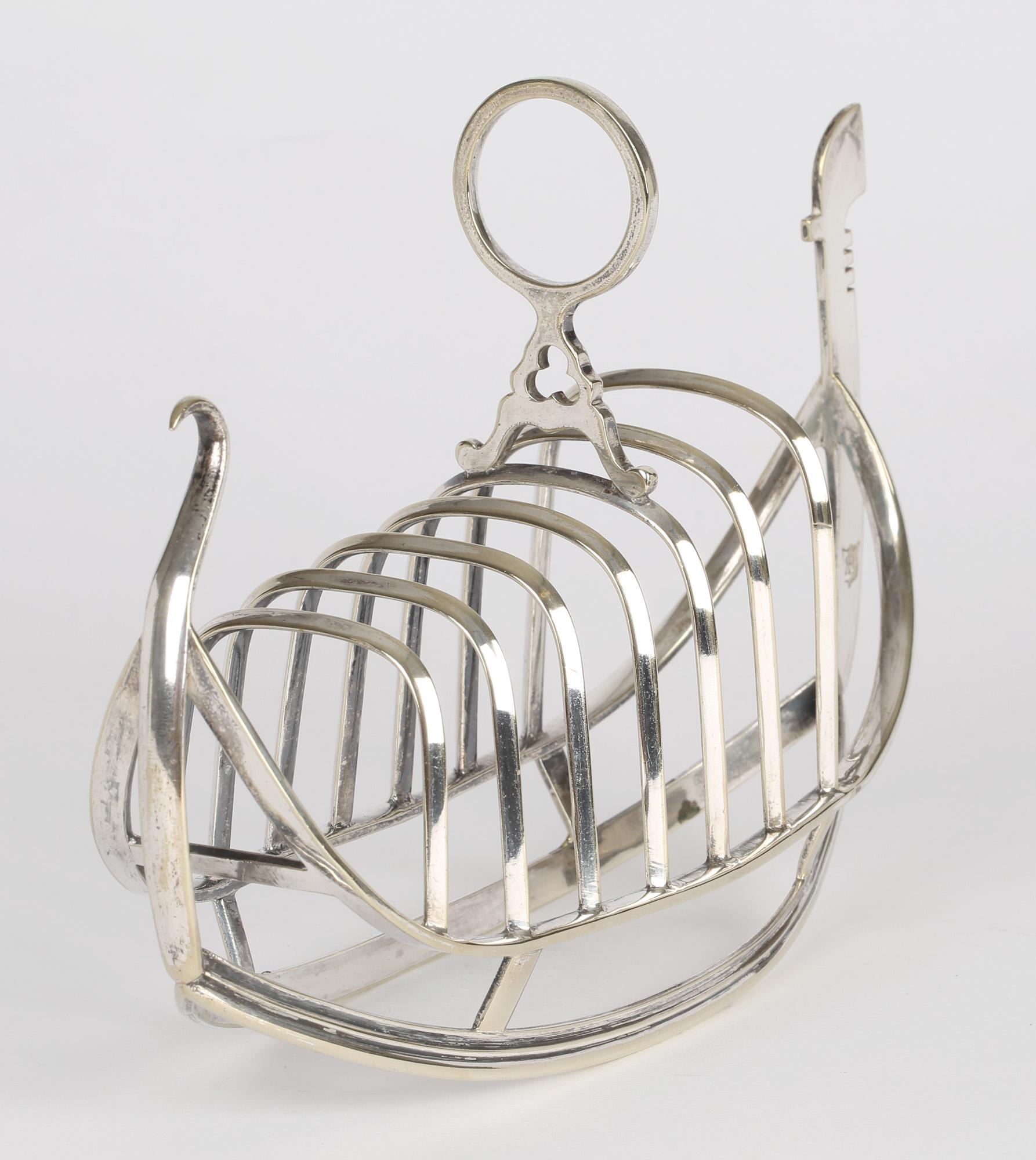 19th Century Richard Richardson Antique Sheffield Silver Plated Gondola Toast Rack