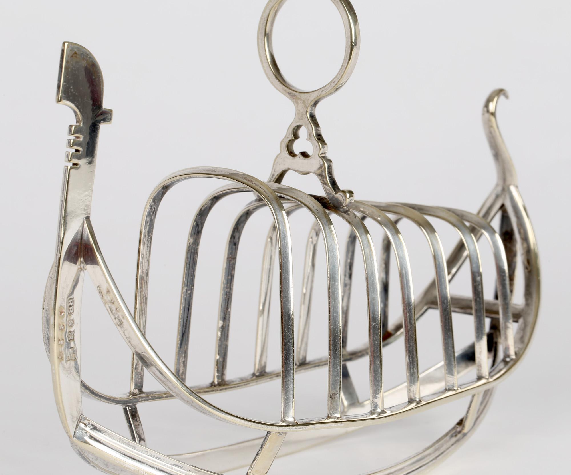 High Victorian Richard Richardson Antique Sheffield Silver Plated Gondola Toast Rack
