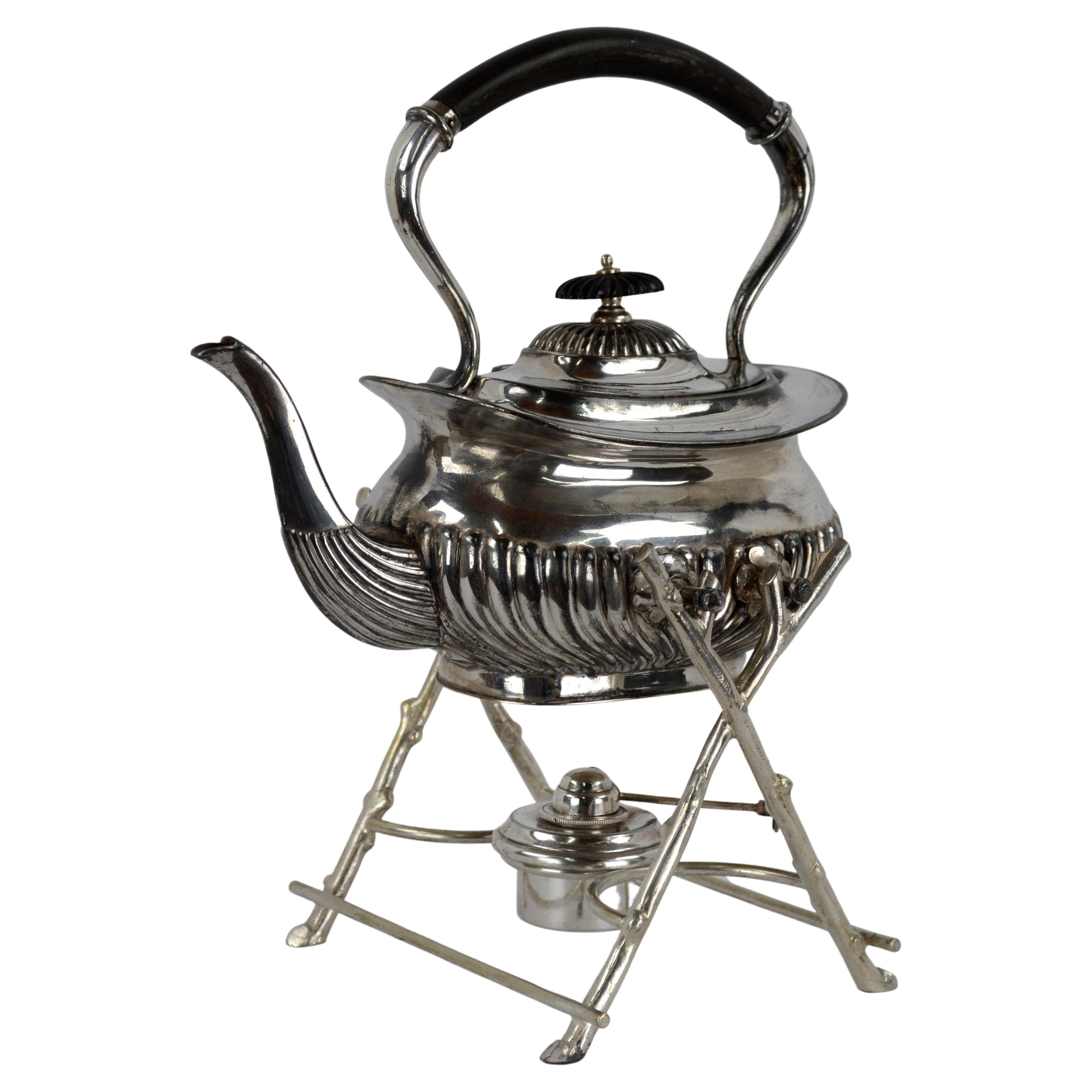 Richard Richardson Sheffield Edwardian Silverplate Tilting Spirit Kettle/Teapot For Sale