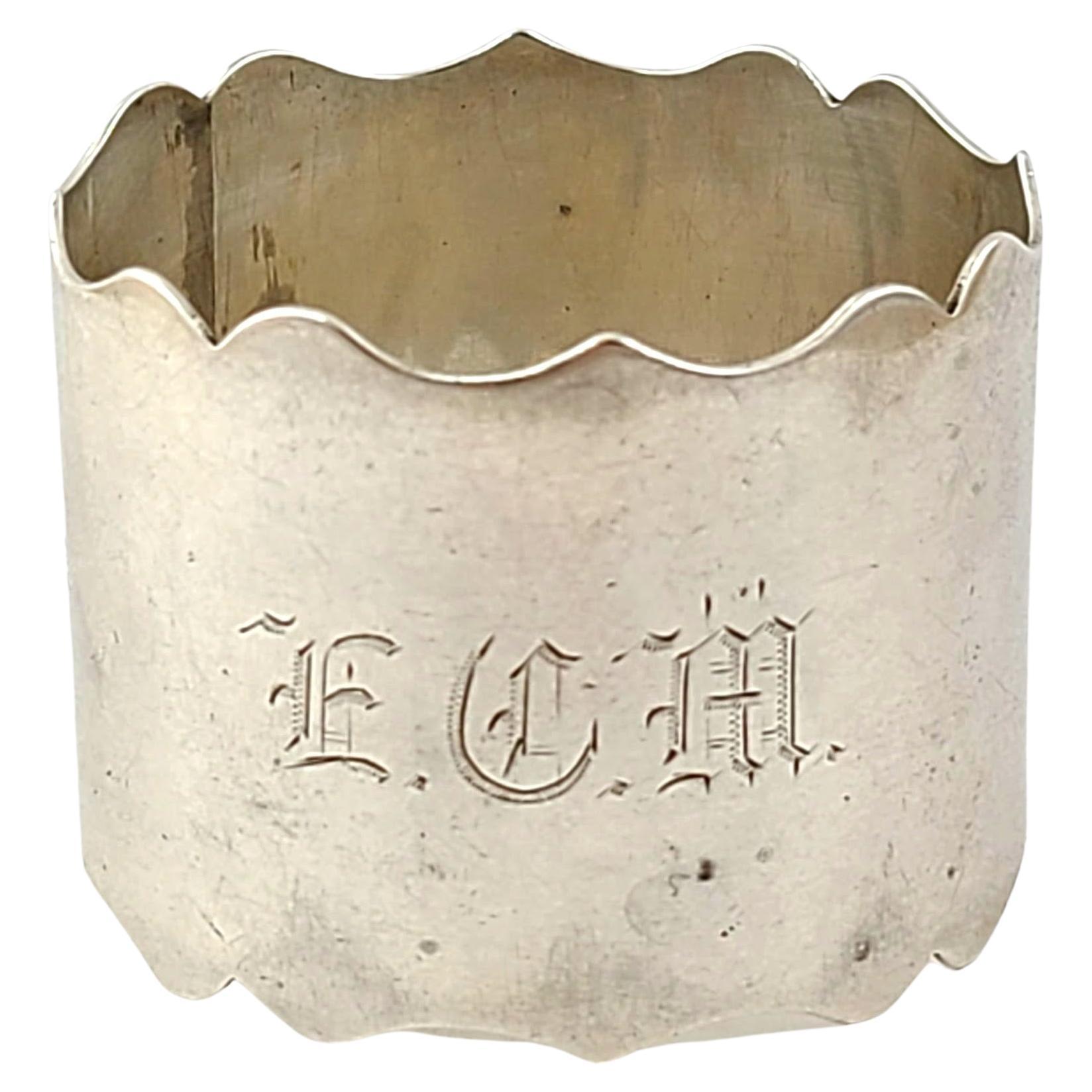 Richard Richardson Sheffield Sterling Silver Napkin Ring with Monogram For Sale