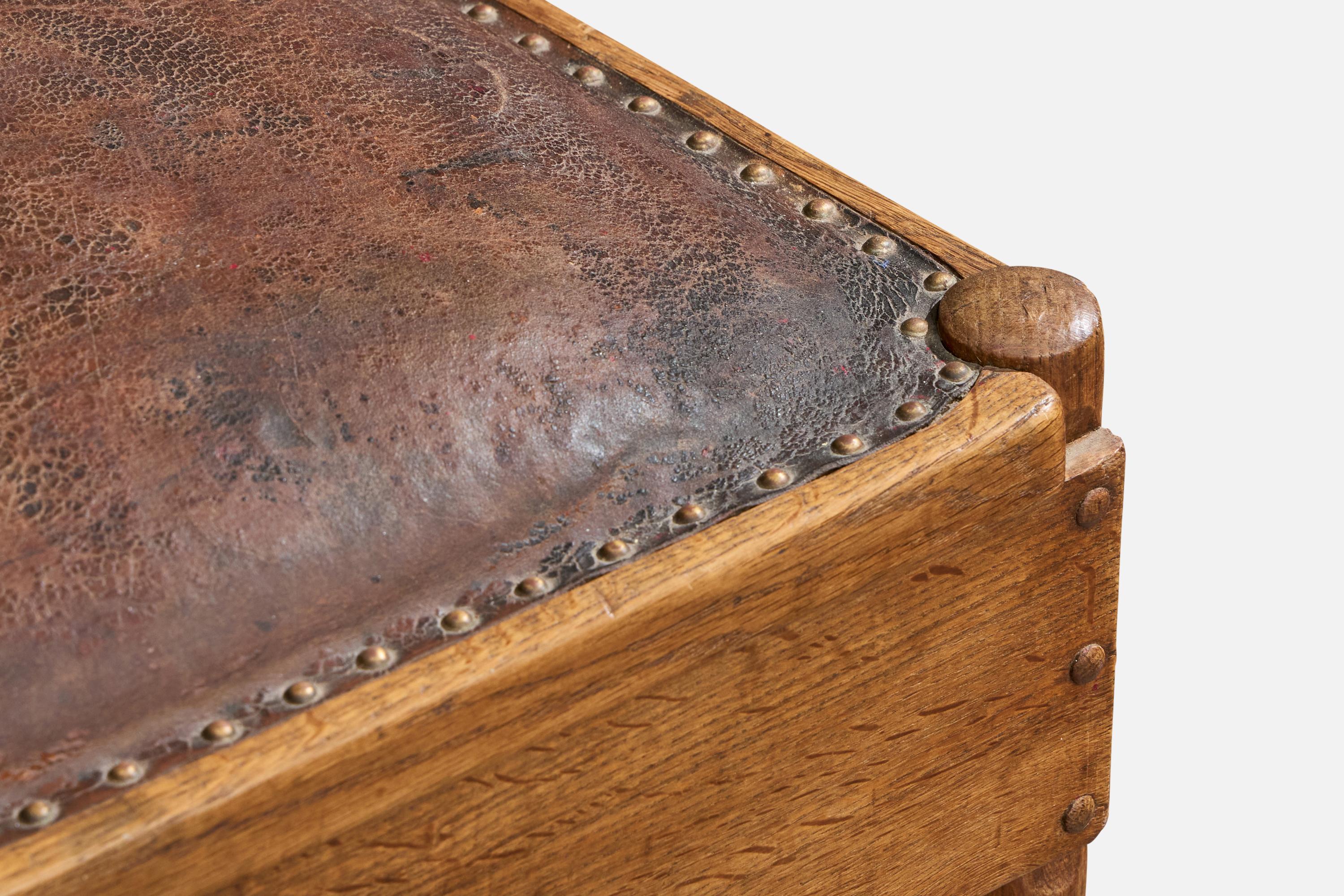 Richard Riemerschmid, Silla auxiliar, roble, cuero, Alemania, 1905 en venta 3