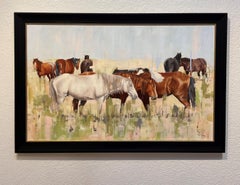 "Big Pasture" - Original Contemporary Realist Horse Pasture, Oil Painting