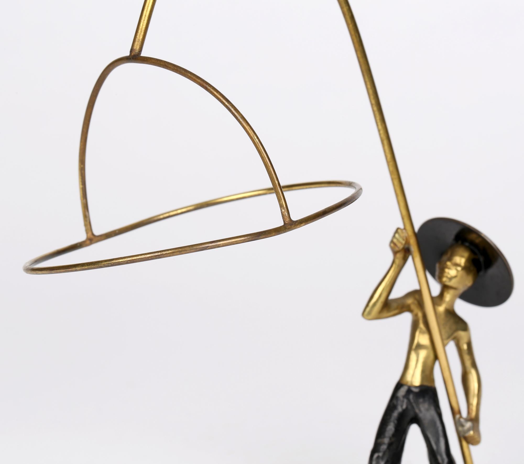 Art Deco Richard Rohac Attributed Austrian Vienna Bronze Asian Bird Catcher Figure