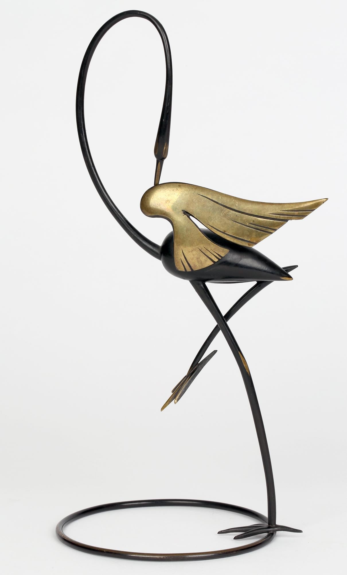Richard Rohac Bronze autrichien de Vienne Figure d'oiseau échassier stylisé en vente 2