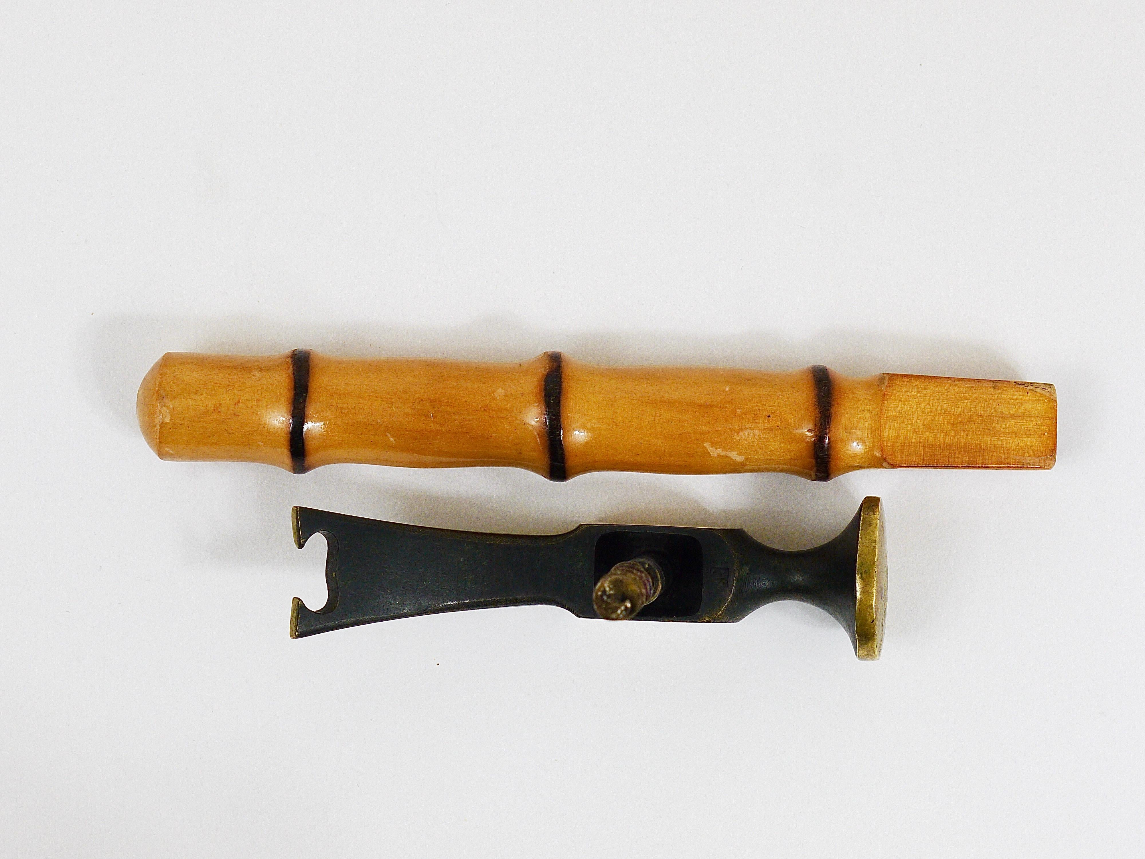 Richard Rohac Bamboo Brass Hammer, Bottle Opener, Cork Screw, Nutcracker, 1950s For Sale 6