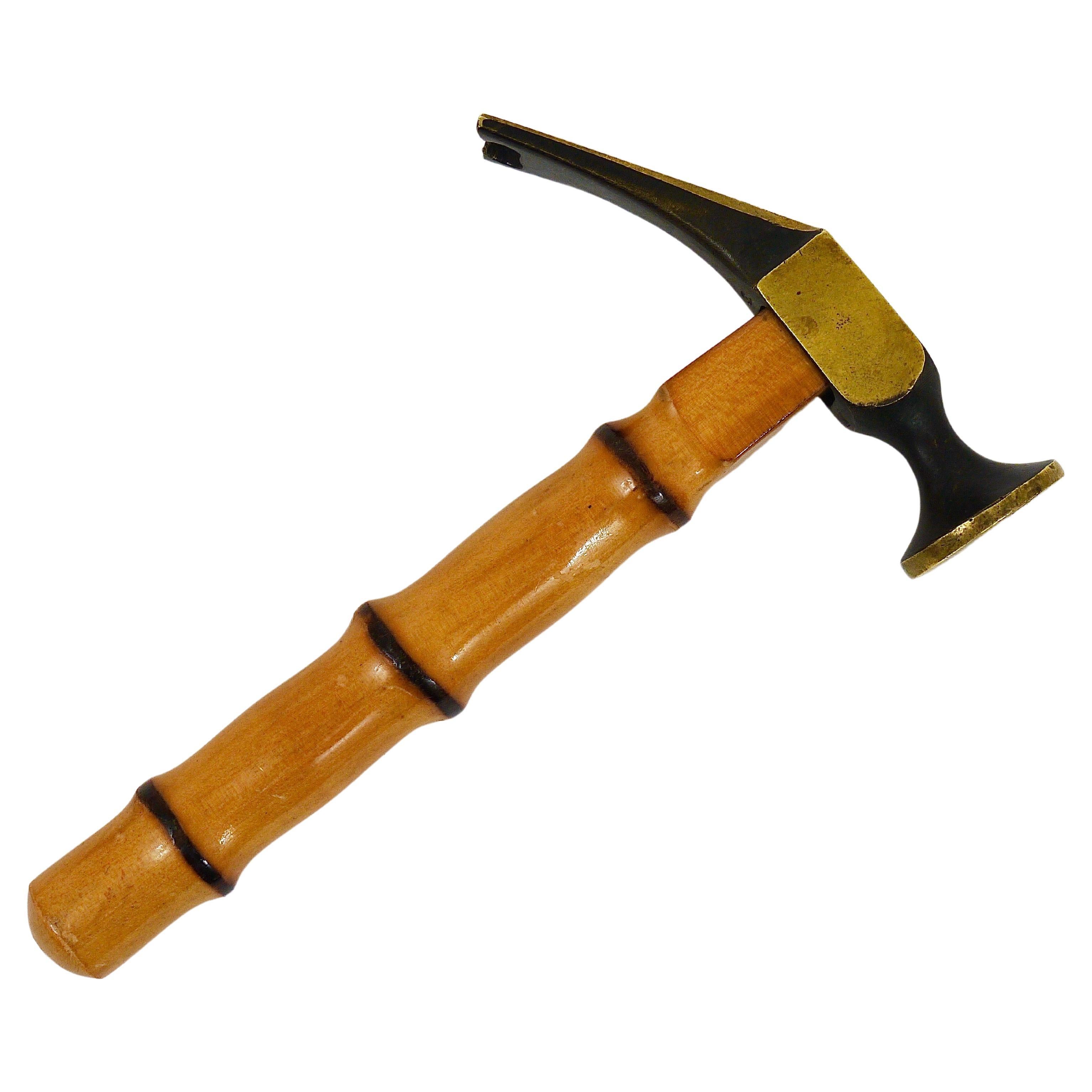 Richard Rohac Bamboo Brass Hammer, Bottle Opener, Cork Screw, Nutcracker, 1950s