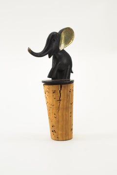 Richard Rohac Bottle Stopper with Elephant Figurine, Vienna Around 1950s