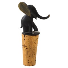 Richard Rohac Bottle Stopper with Elephant Figurine, Vienna Around 1950s
