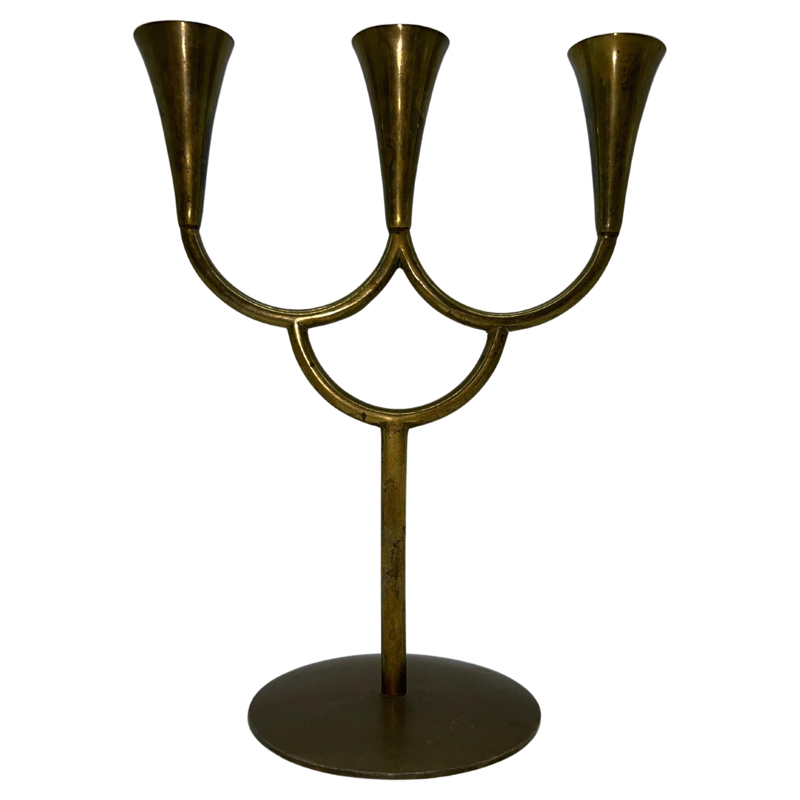 Richard Rohac Brass Candlestick, Mid-20th Century For Sale