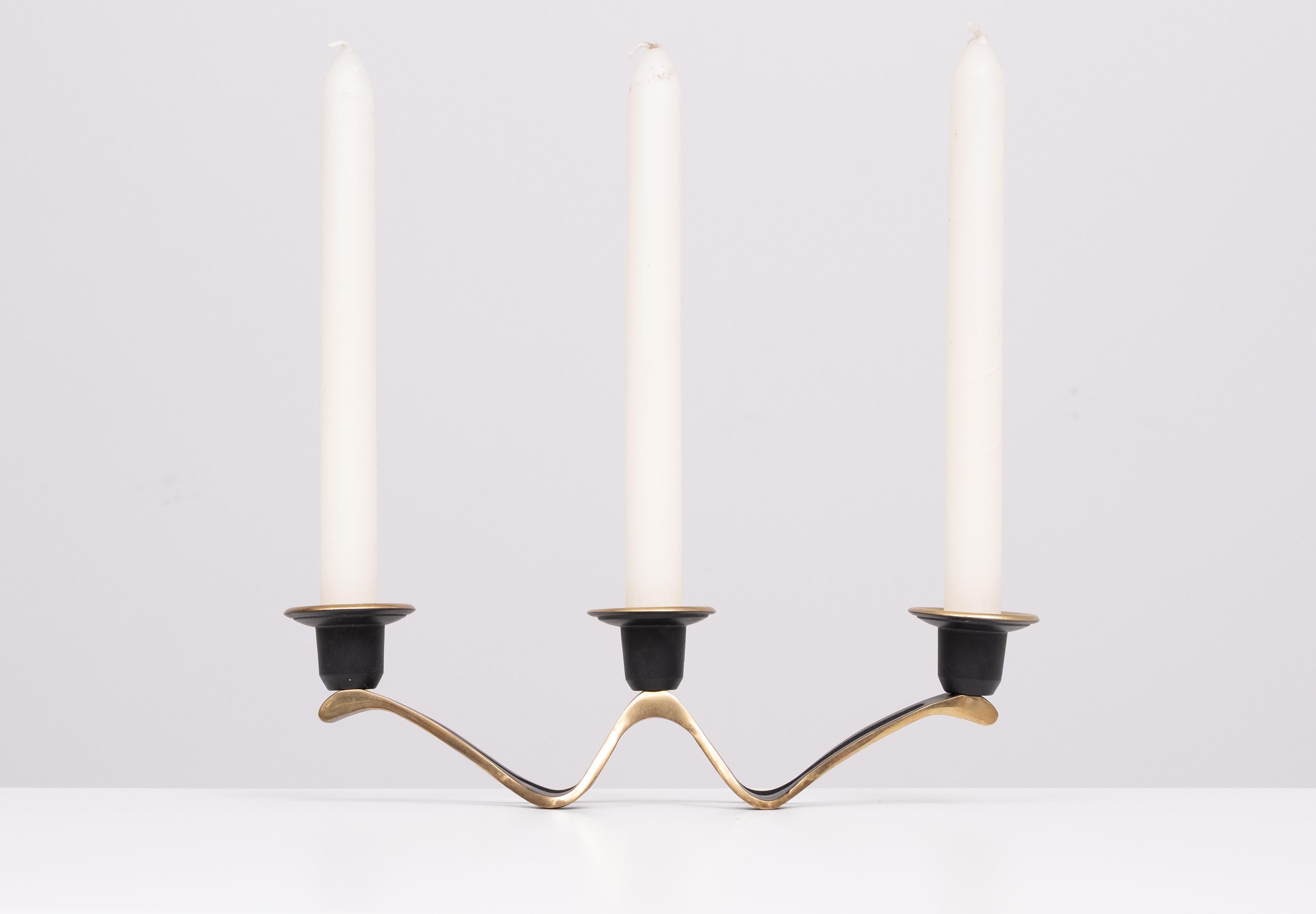Brass Richard Rohac  candle holder by Walter Bosse  1960s Austria For Sale