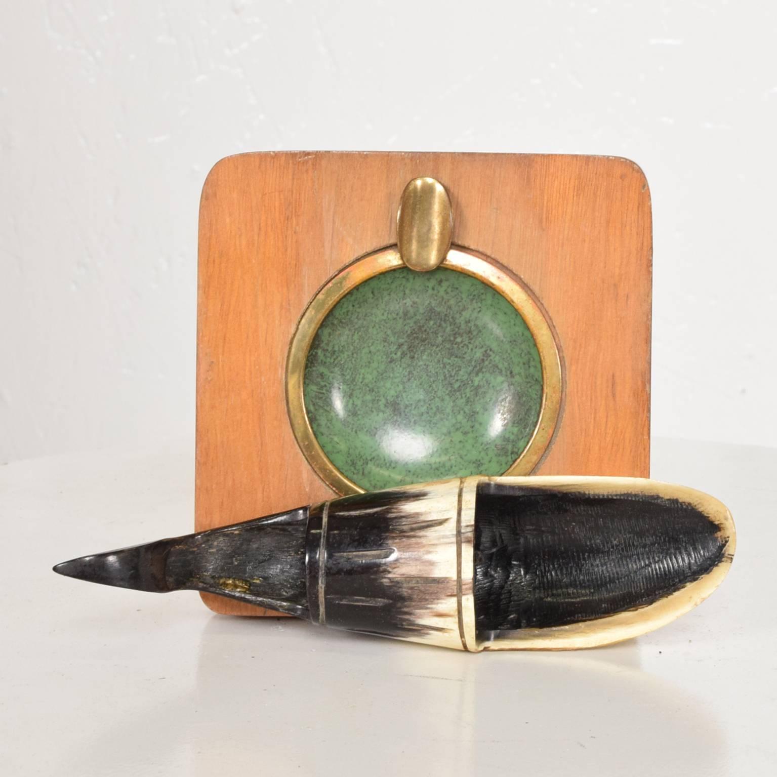 Richard Rohac Horn Pipe Holder-Stand with Brass Ashtray, Austria, 1950s In Good Condition In Chula Vista, CA