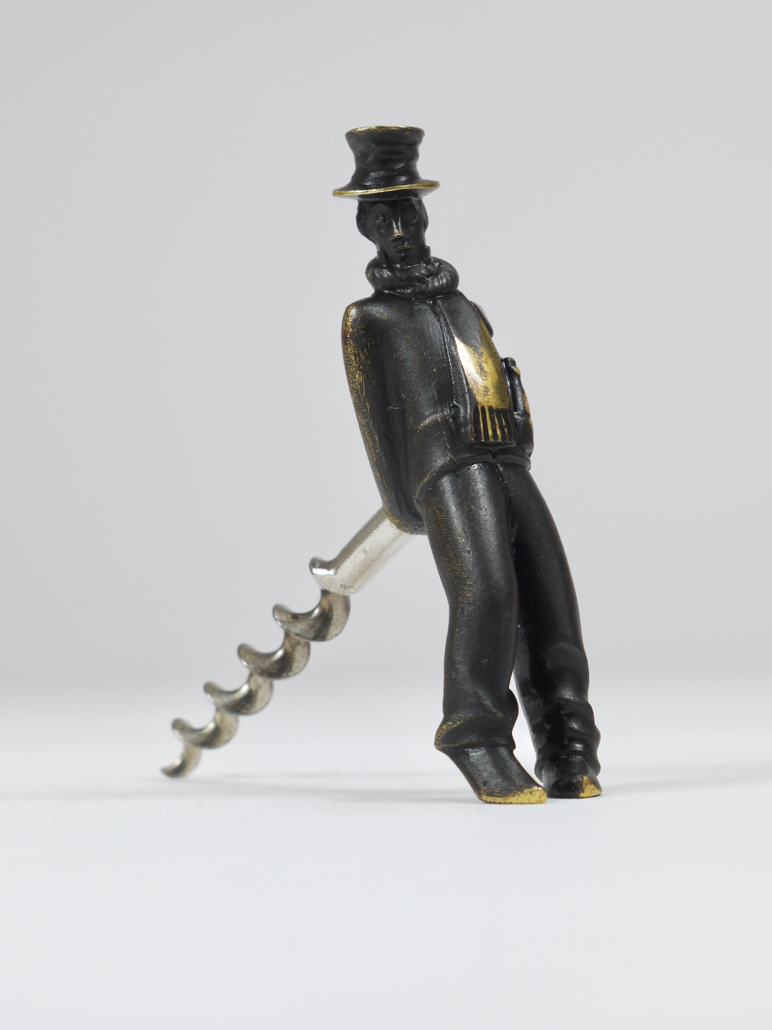Richard Rohac Leaning Tipsy Gentleman Brass Bottle Opener, Vienna, 1950s For Sale 5