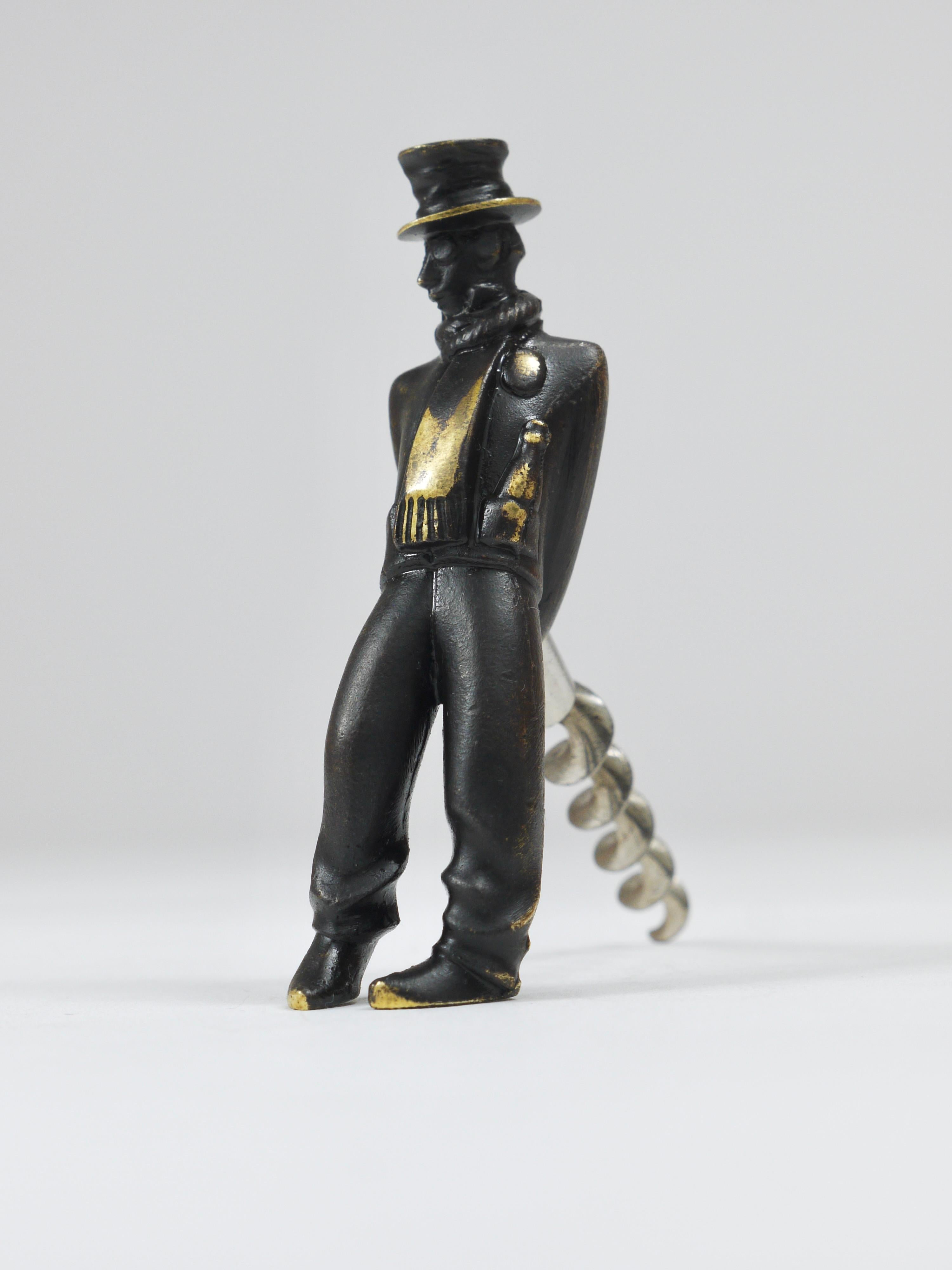 Richard Rohac Leaning Tipsy Gentleman Brass Bottle Opener, Vienna, 1950s For Sale 6