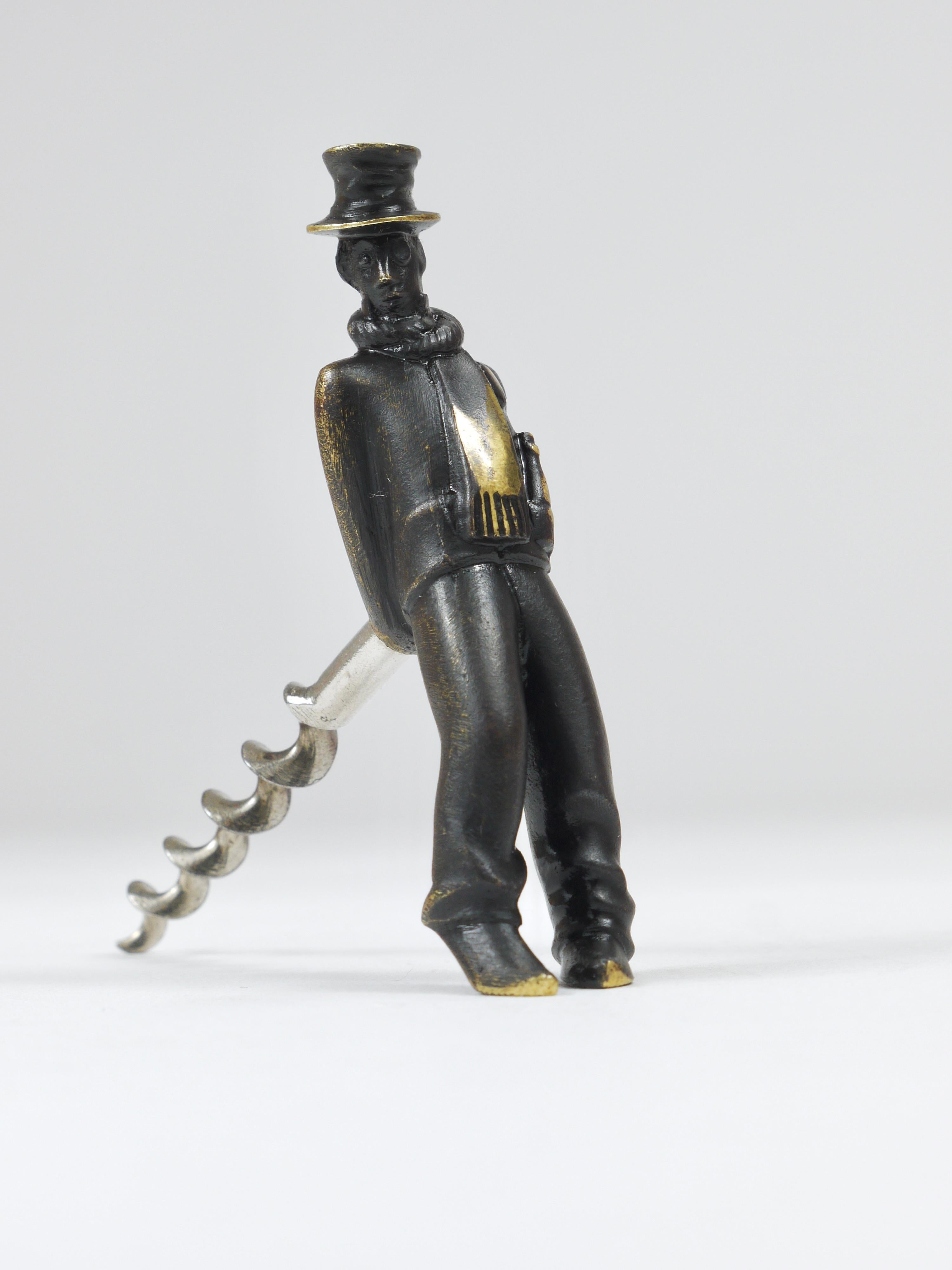 Richard Rohac Leaning Tipsy Gentleman Brass Bottle Opener, Vienna, 1950s For Sale 7
