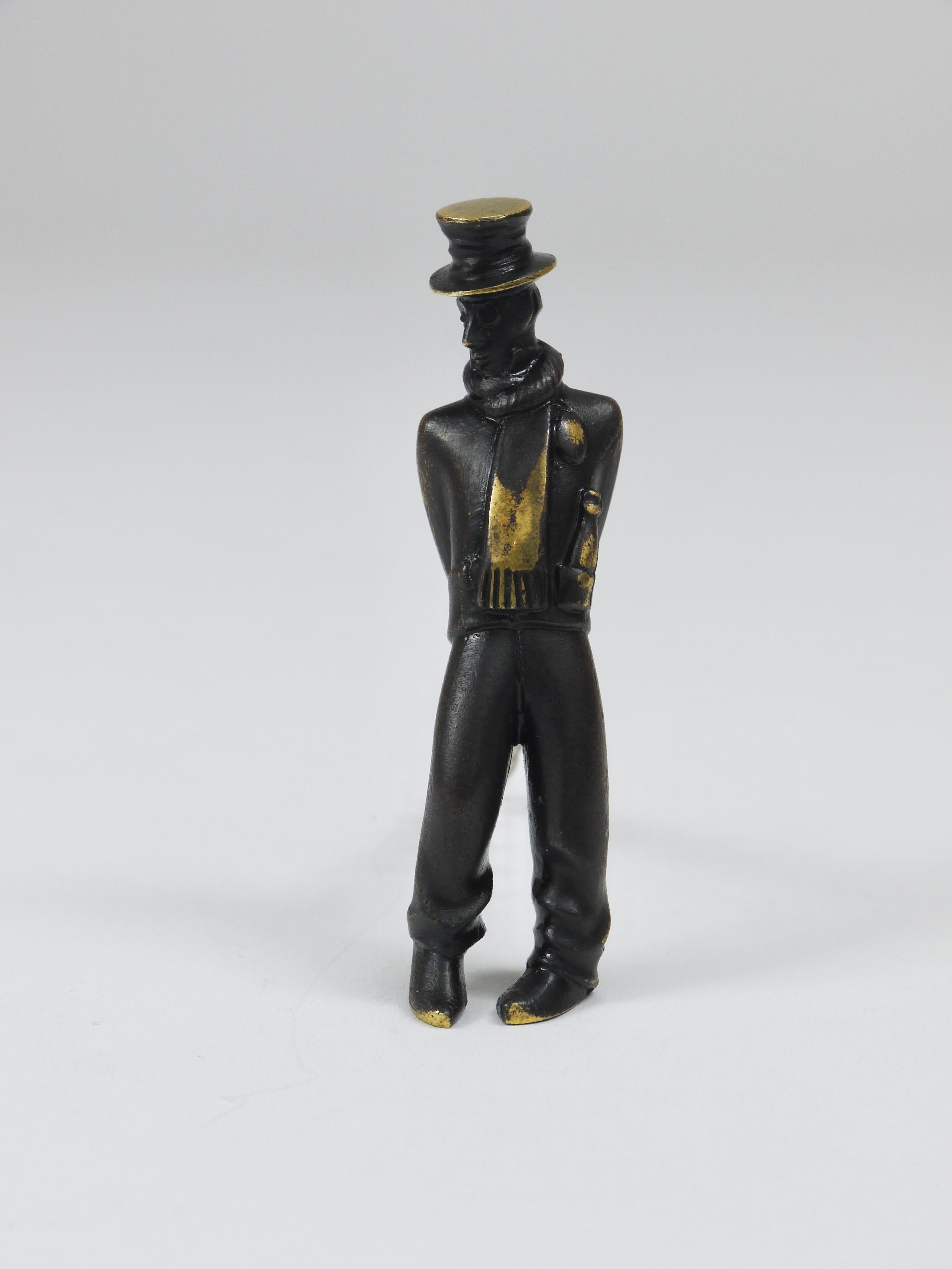 Richard Rohac Leaning Tipsy Gentleman Brass Bottle Opener, Vienna, 1950s For Sale 2