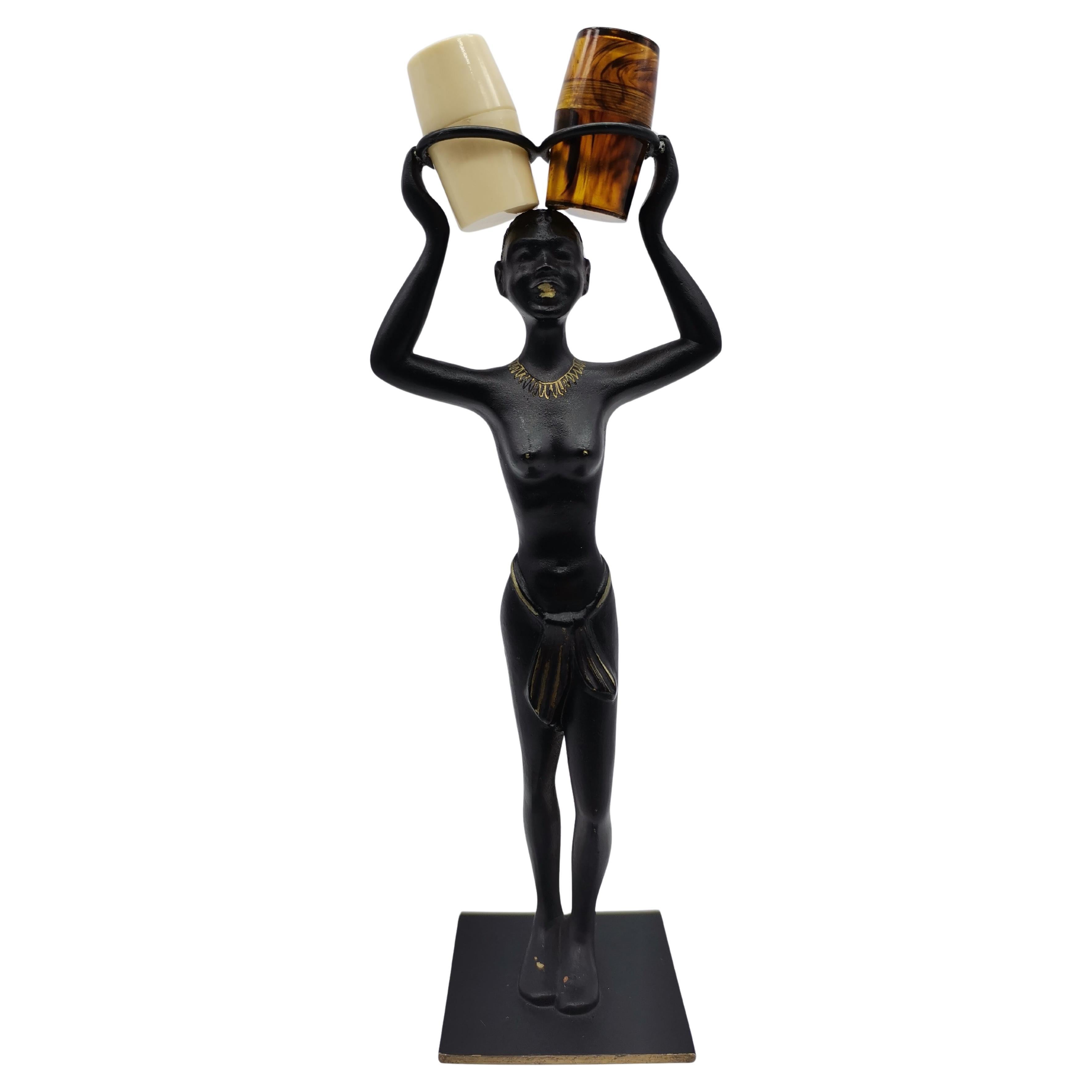 Richard Rohac Salt 
Pepper Shakers   – African Figurine, Mid-Century Design en vente