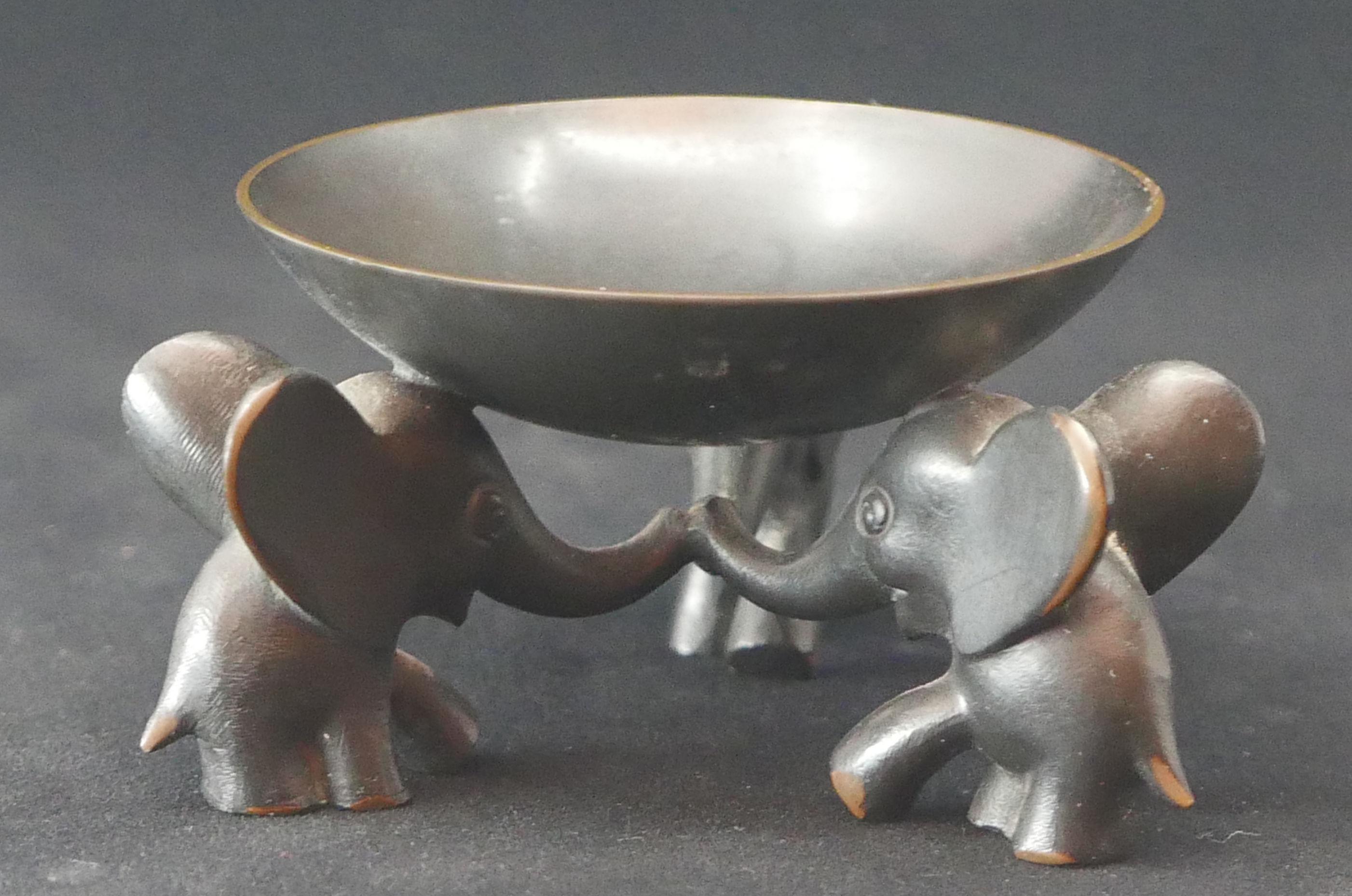 Blackened Richard Rohac Small Elephant Pedestal Bowl