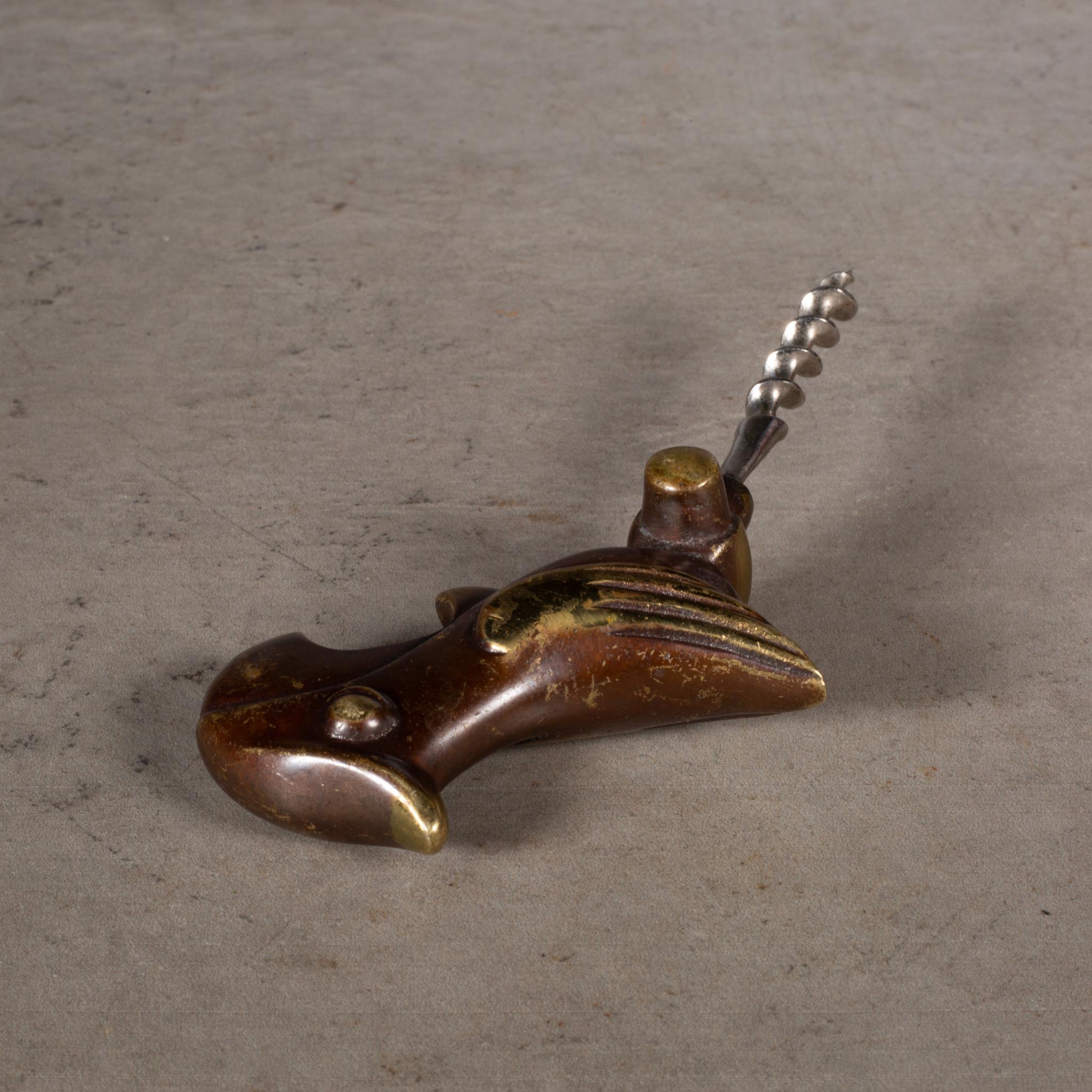 Mid-Century Modern Richard Rohac Solid Bronze Wine Opener Bottle Opener c.1950 For Sale