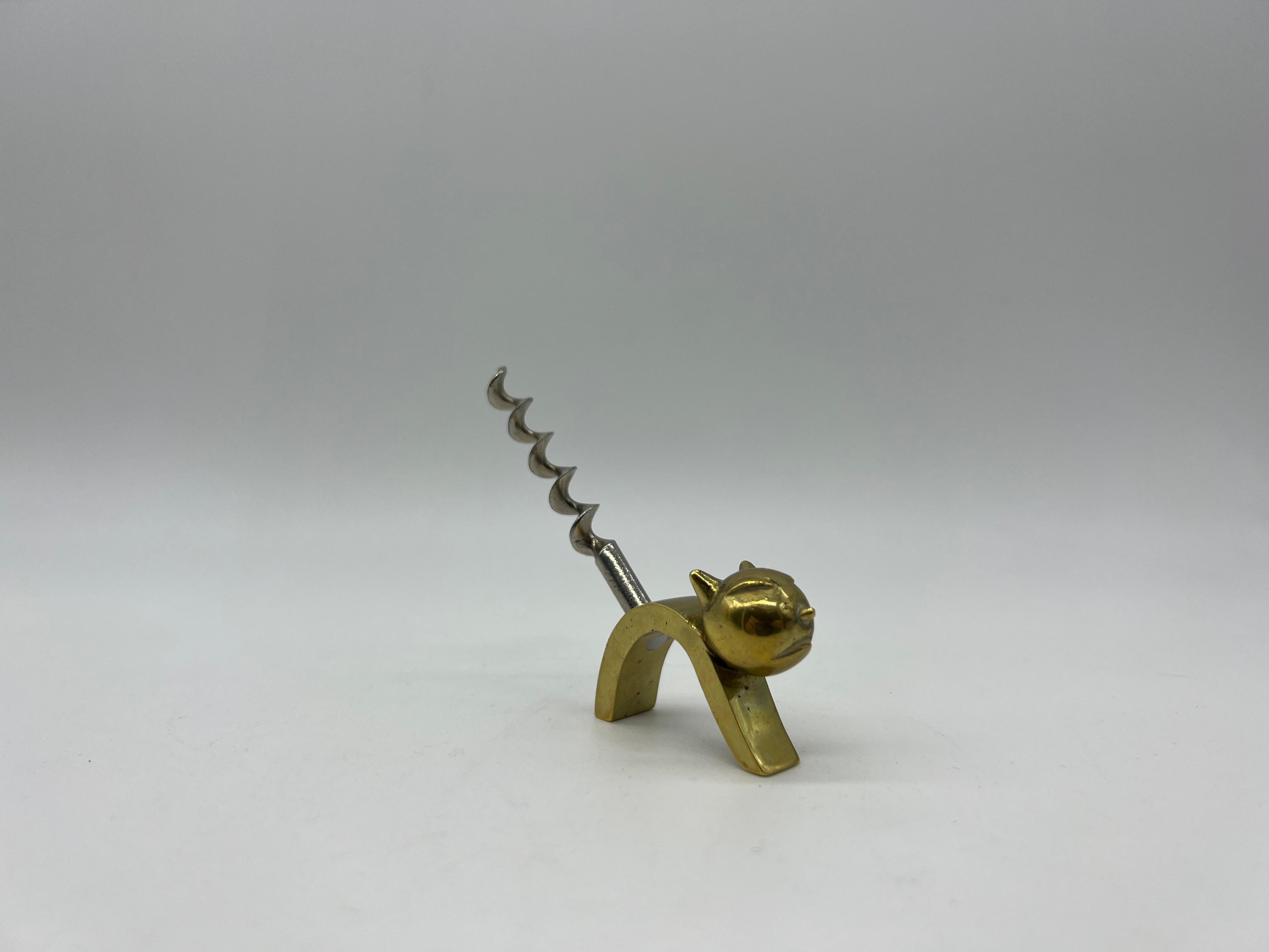 Viennese bronze corkscrew cat, mid-20th century, Richard Rohac, Vienna Austria, good condition.
     