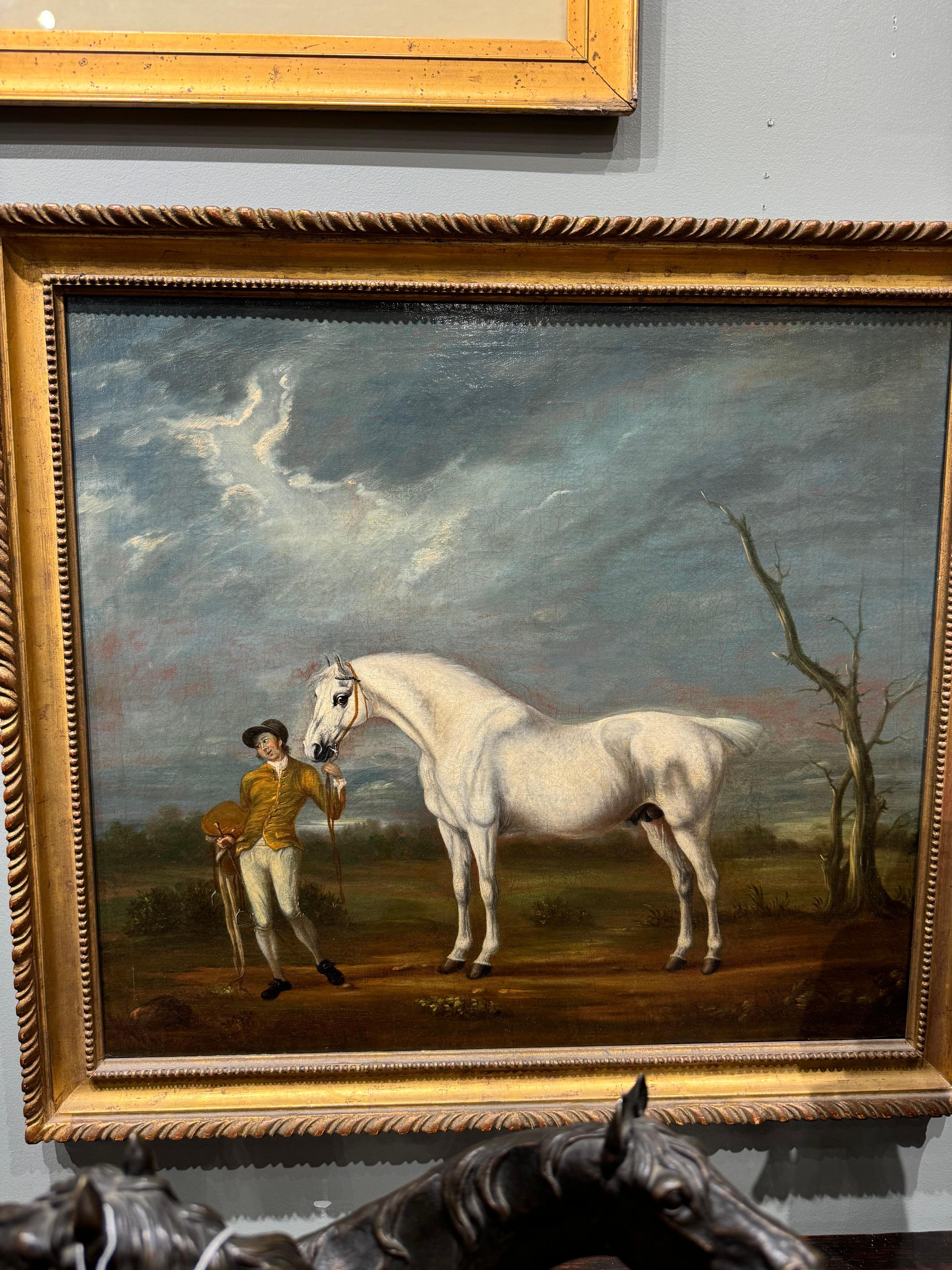 Grauer Hengst, gehalten vom Pferdepfleger in den Farben des Duke of Grosvenor British 18C (Englische Schule), Painting, von Richard Roper