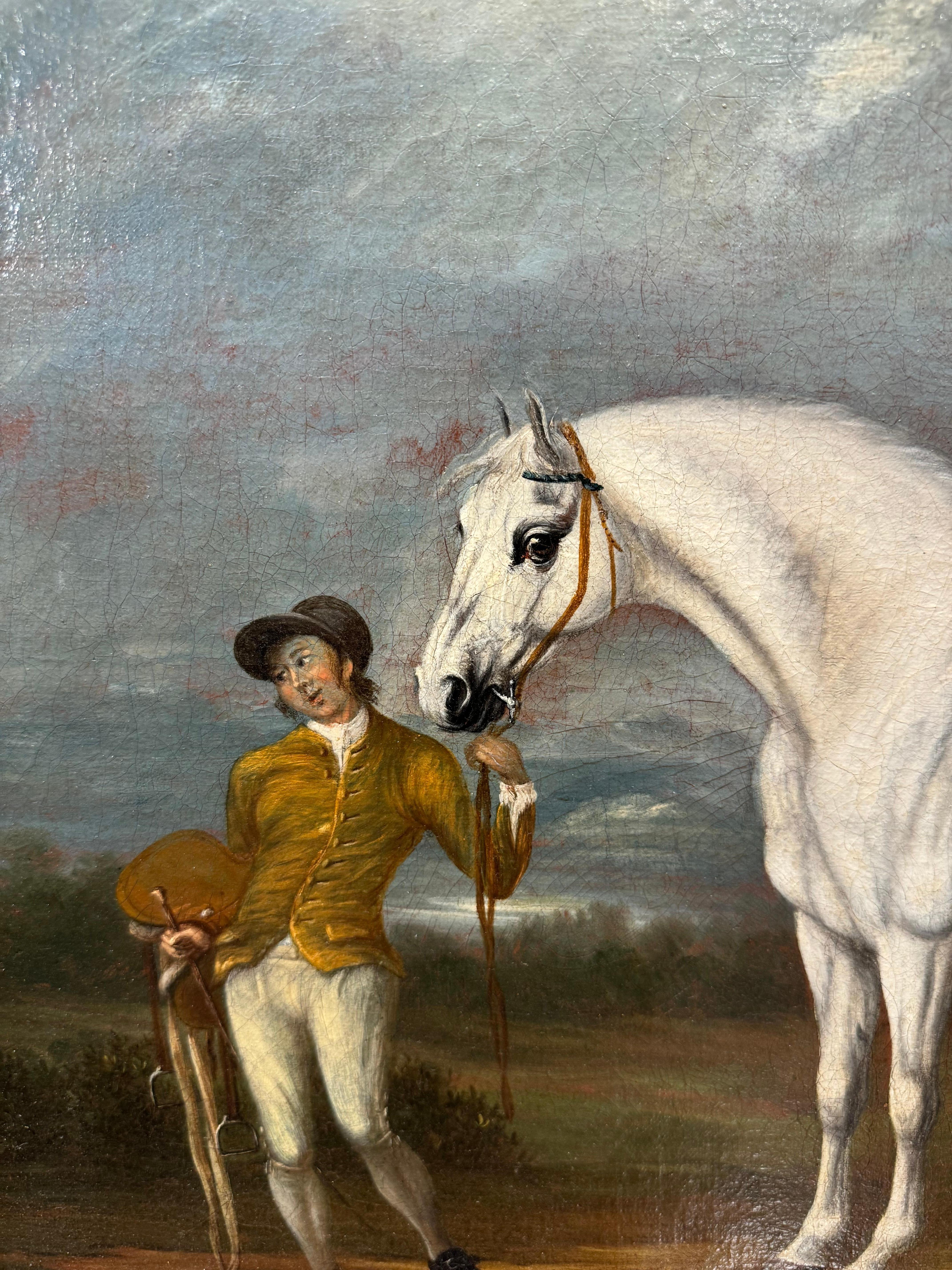 Richard Roper (Brite, ca. 1730-c. 1775)
Grauer Hengst, der vom Pferdepfleger gehalten wird, im Duke of
Die Farben von Grosvenor
Öl auf Leinwand
Alte Kreideaufschrift '22 Mar 74' verso

Eigentum eines Gentleman
Aus der Sammlung von Peter