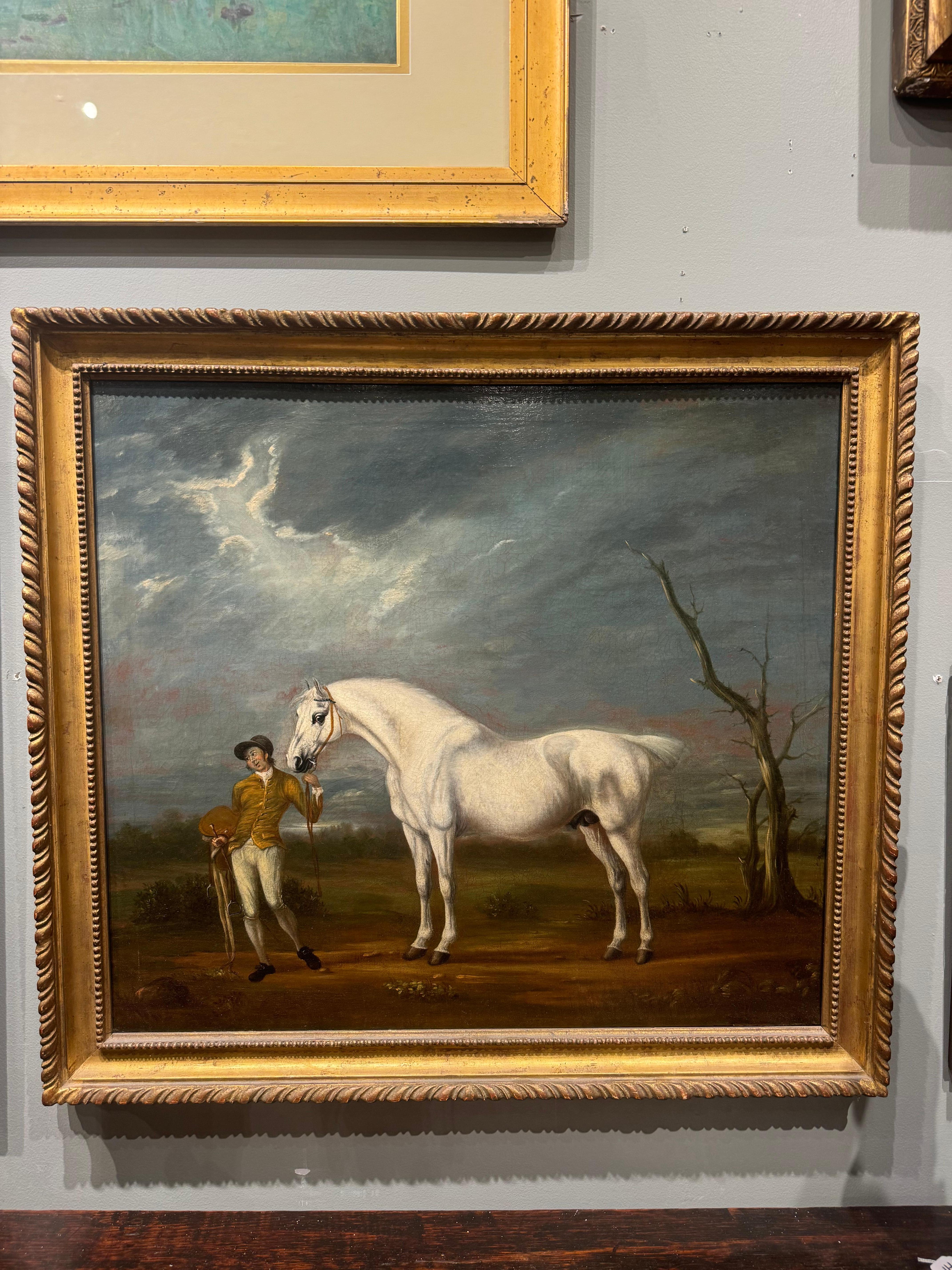 Grauer Hengst, gehalten vom Pferdepfleger in den Farben des Duke of Grosvenor British 18C im Angebot 1