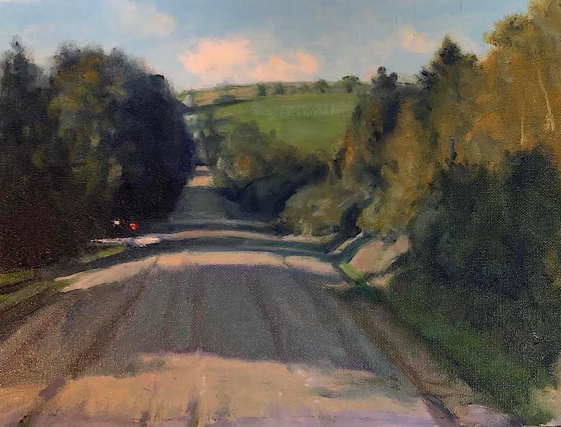 Landscape Painting Richard Rosenblatt - "Wisconsin Backroad", Peinture à l'huile de paysage sur toile