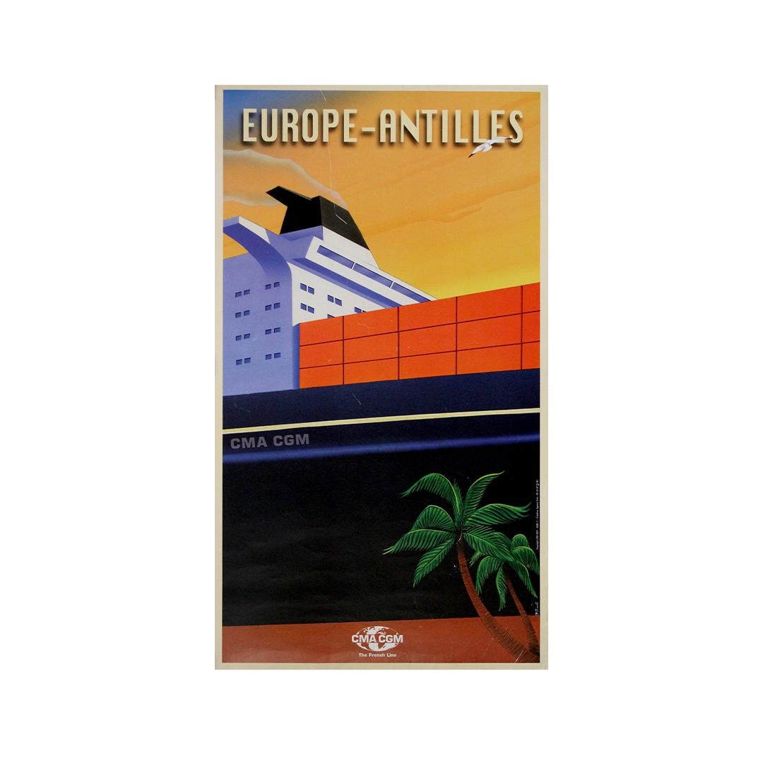 Original poster from 2000 by Richard Roussel for CMA CGM French shipping line For Sale 2