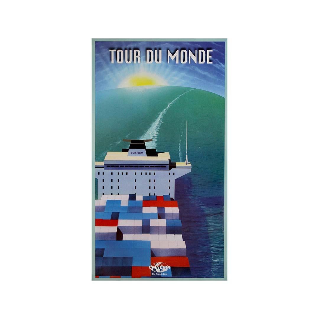Affiche originale de 2000 réalisée par Richard Roussel pour la compagnie maritime française CMA CGM en vente 3