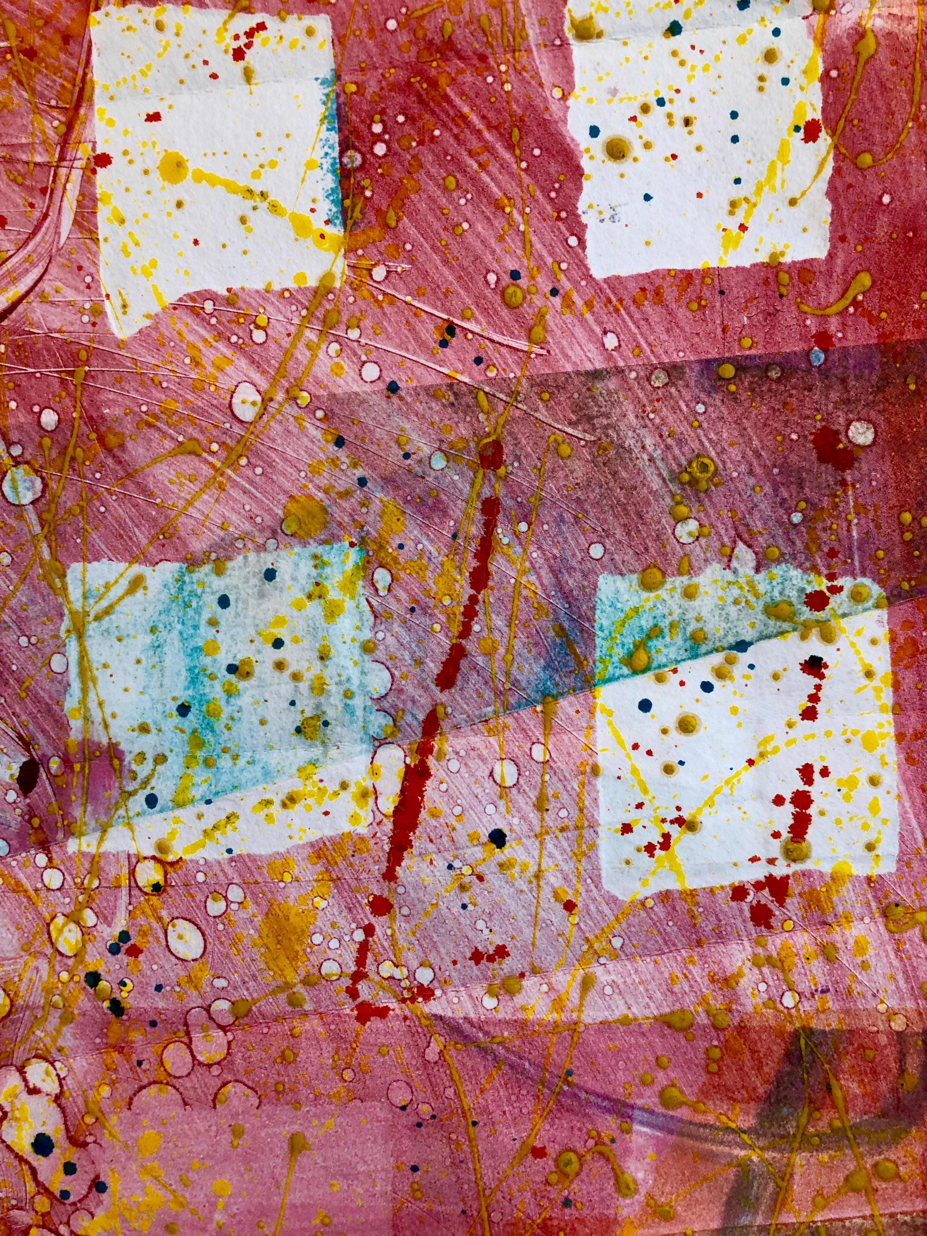 Homage a Sam Francis, gefalteter Monodruck Mixed Media-Splatter-Gemälde-Kunstdruck im Angebot 7