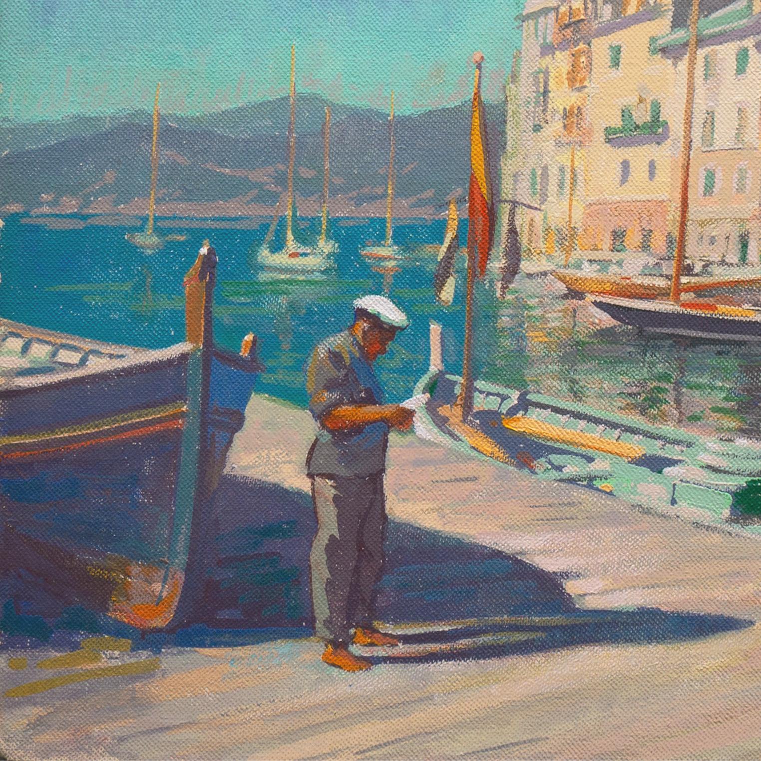 Signed lower right, 'Epperly' for Richard Ruh Epperly (American, 1891-1973) and dated 1957. Artist label from original frame, verso, bearing title, 'Sunny Italy'.

American painter and illustrator, Richard Ruh Epperly was born in Tallula, Menard
