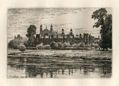 "The College from the River" original etching