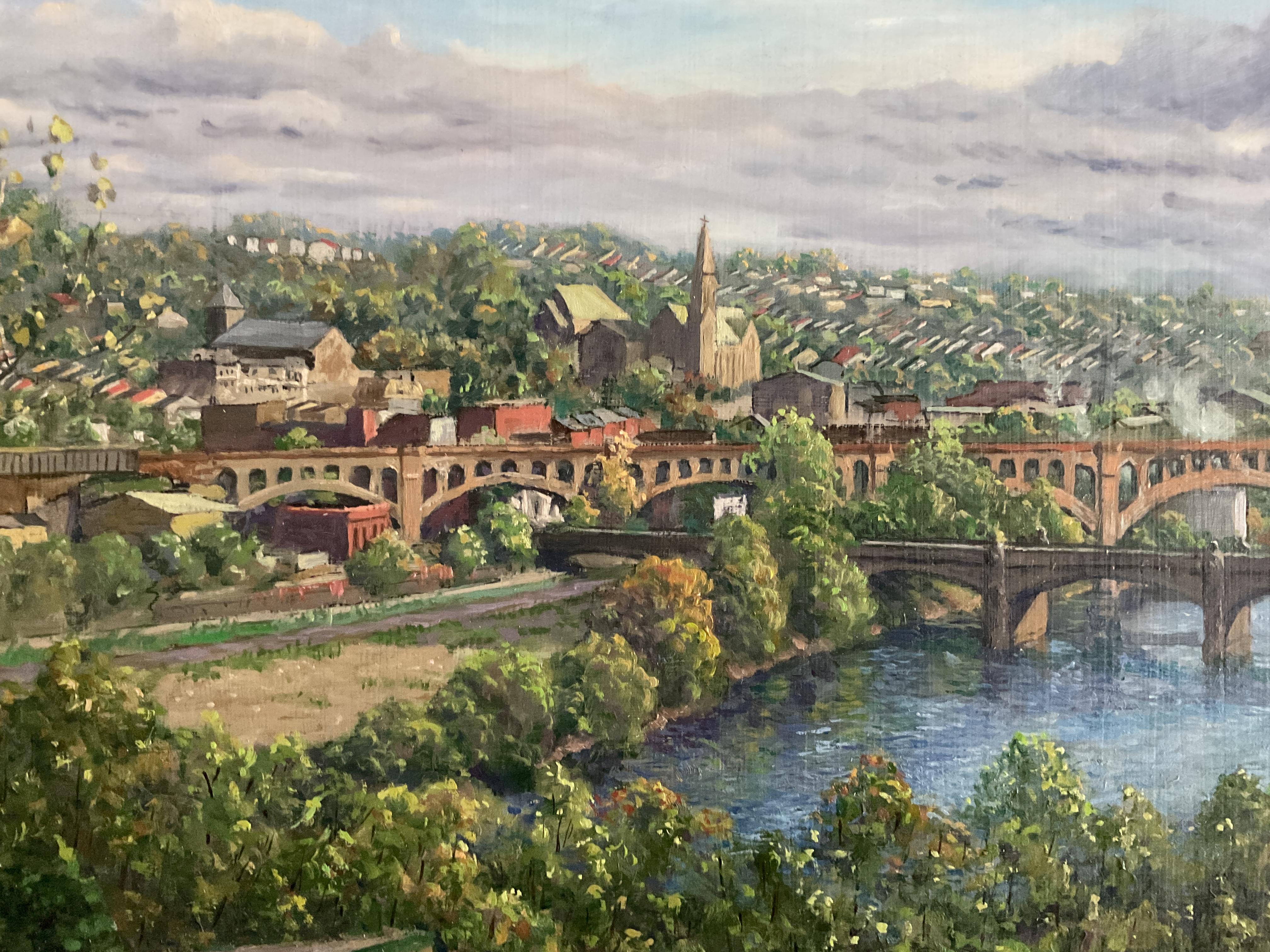 Schuykill River Valley, Philadelphia Painting by listed artist Richard S. Chew 1