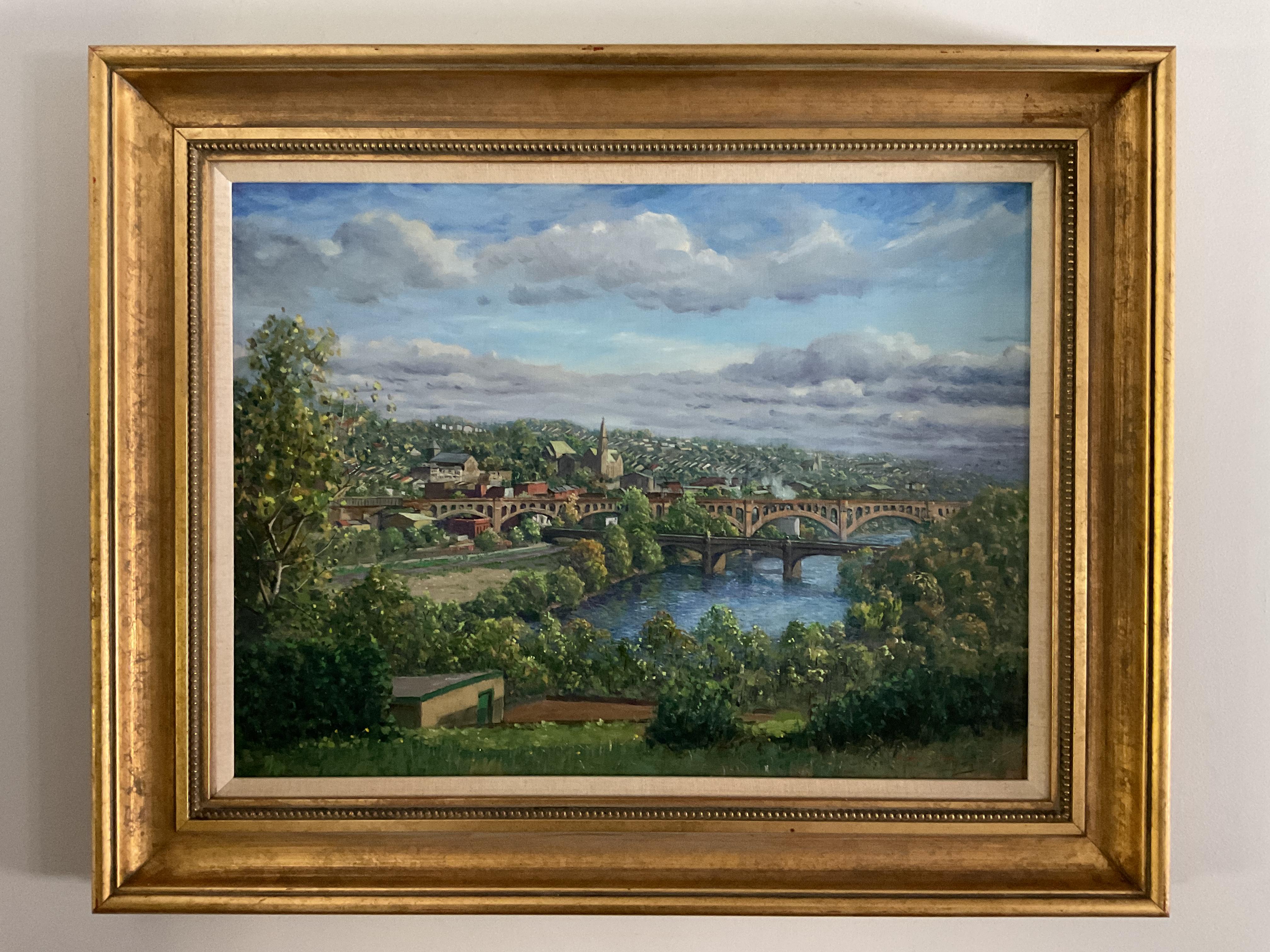 Richard Sanders Chew Landscape Painting - Schuykill River Valley, Philadelphia Painting by listed artist Richard S. Chew