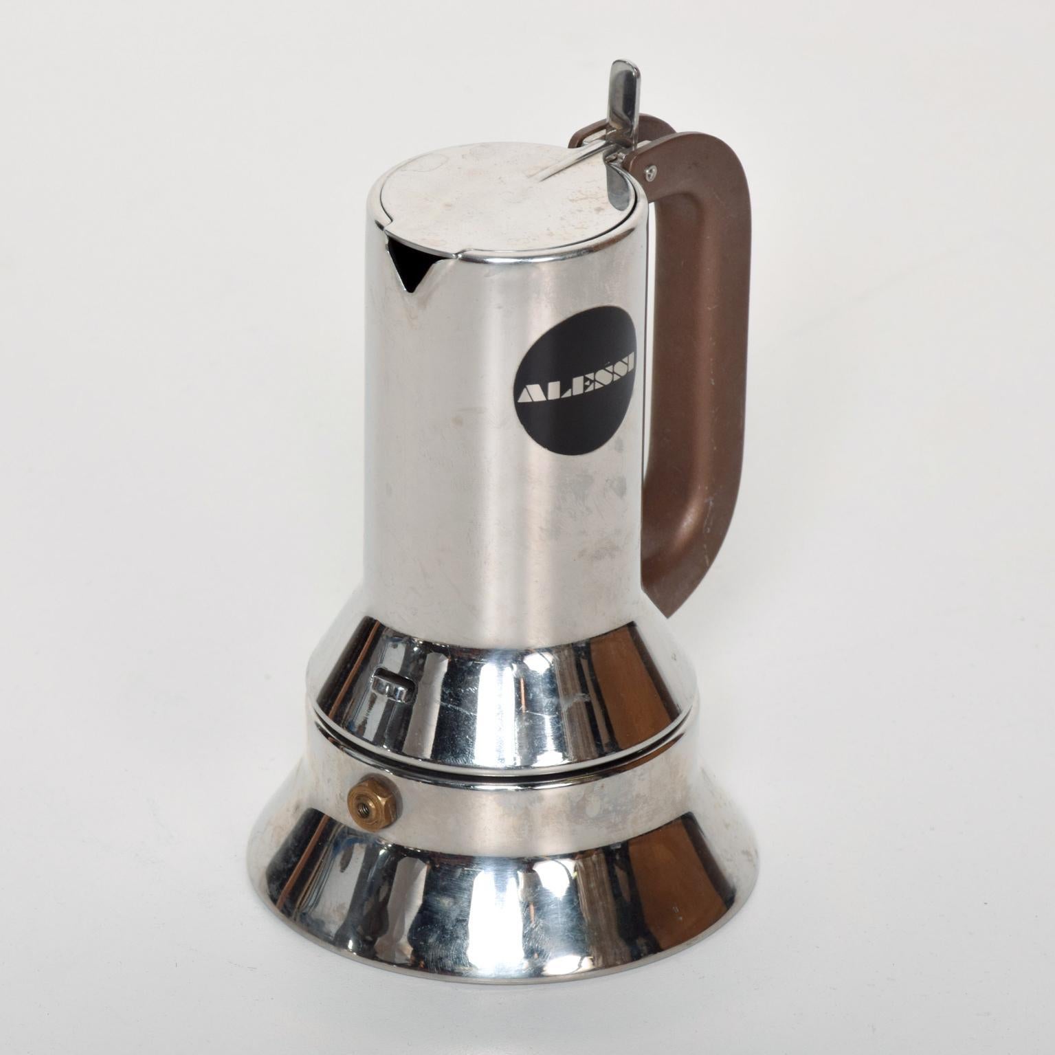 We are pleased to offer for your consideration, the beautiful Expresso coffee Maker designed by Richard Sapper for Alessi, Made in Italy circa the 1980s. Magnificent design in stainless steel. Stamped with the maker's label. Dimensions: 6