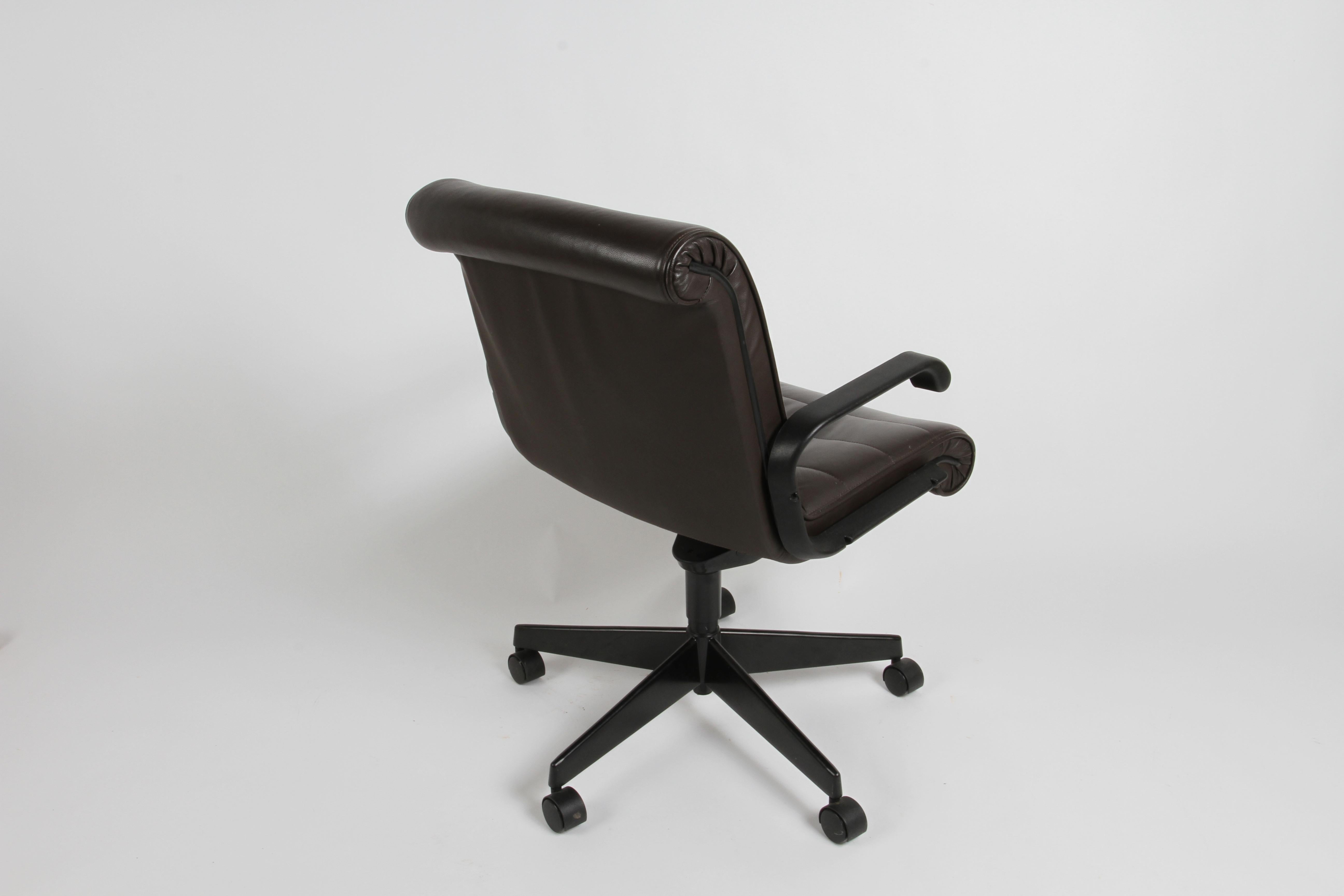 Steel Richard Sapper for Knoll Desk Task Executive or Conference Chair - Brown Leather For Sale