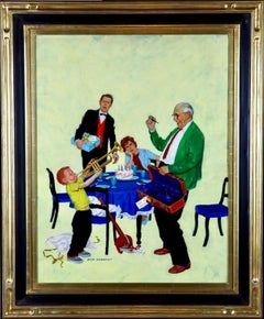 Boy Blowing his Trumpet at a Birthday Dinner