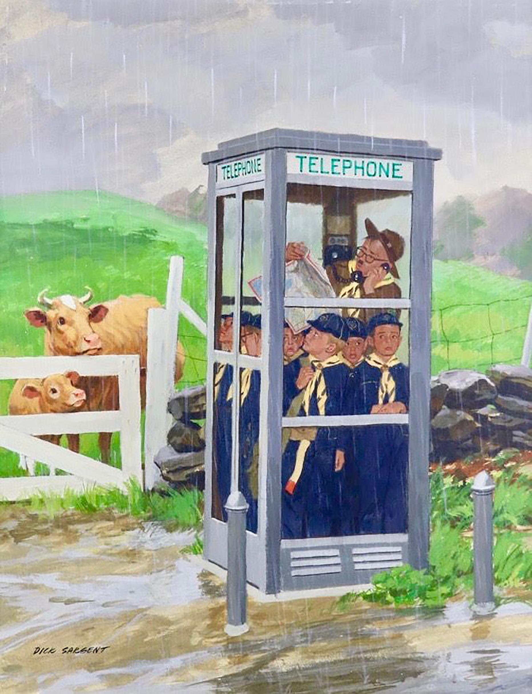 Cub Scouts in Phone Booth