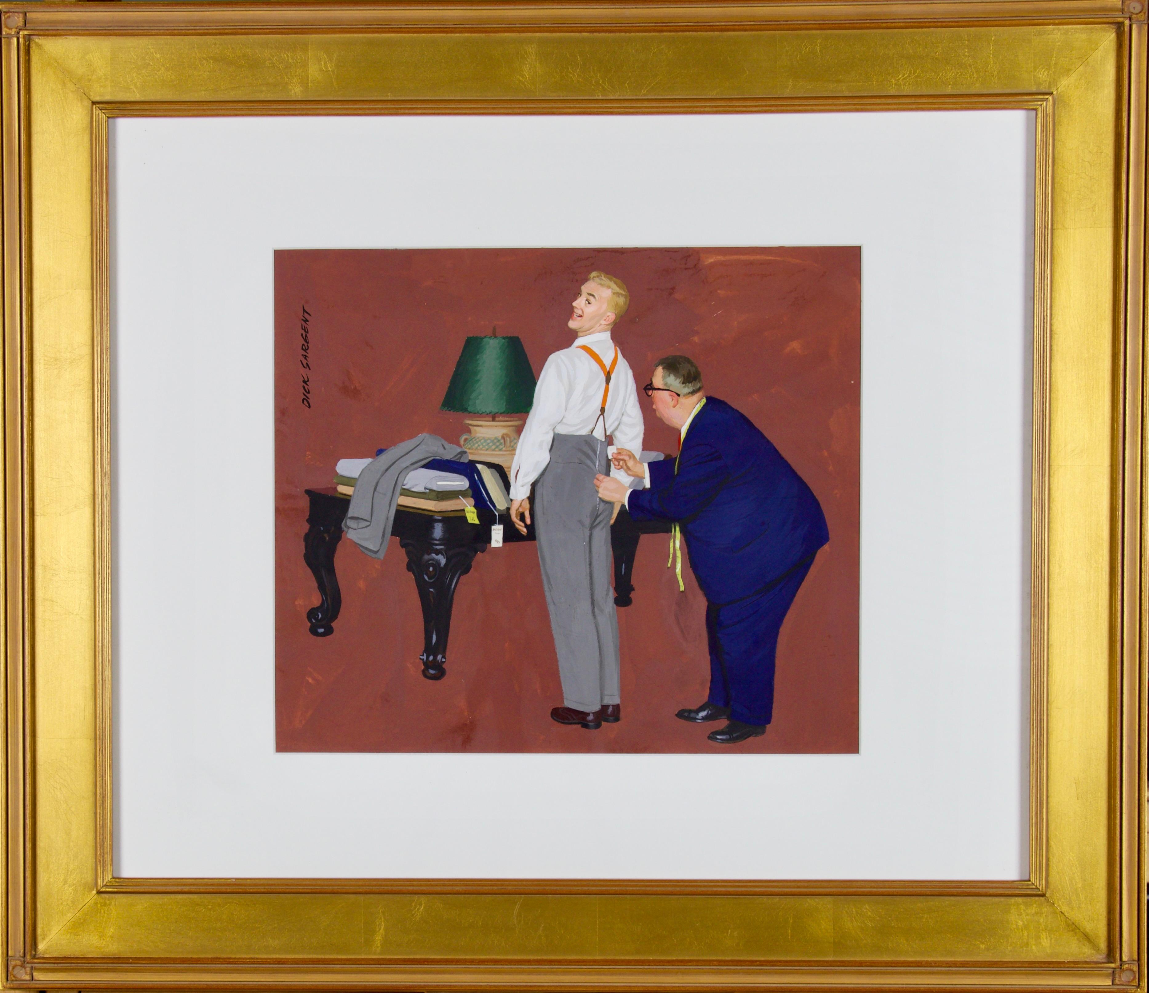 Suit Fitting, Post Cereal Advertisement - Painting by Richard Sargent