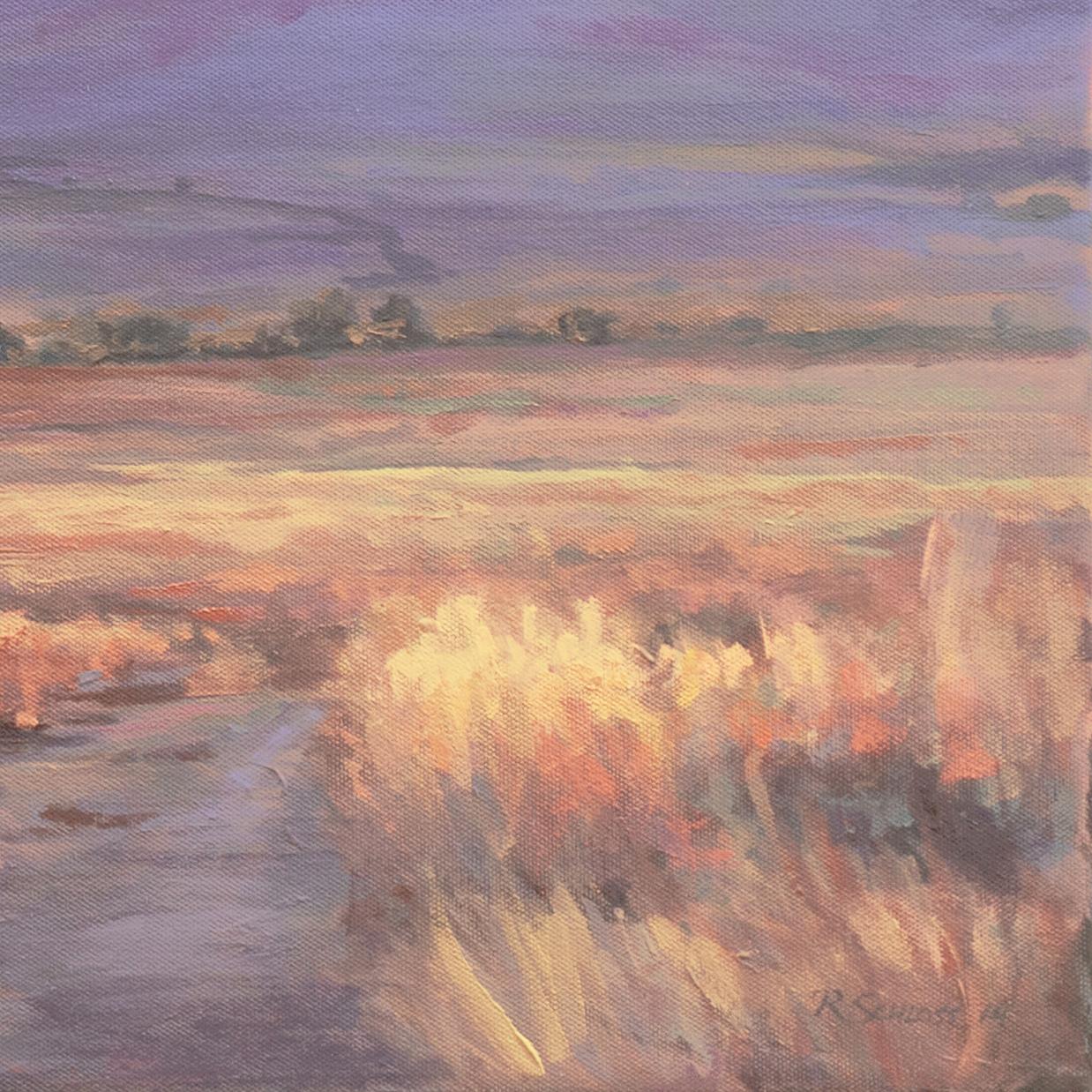 'Autumn, Sunrise over Mt. Tom', Santa Barbara Artist, Ventura Art Museum, Oil - Painting by Richard Schloss