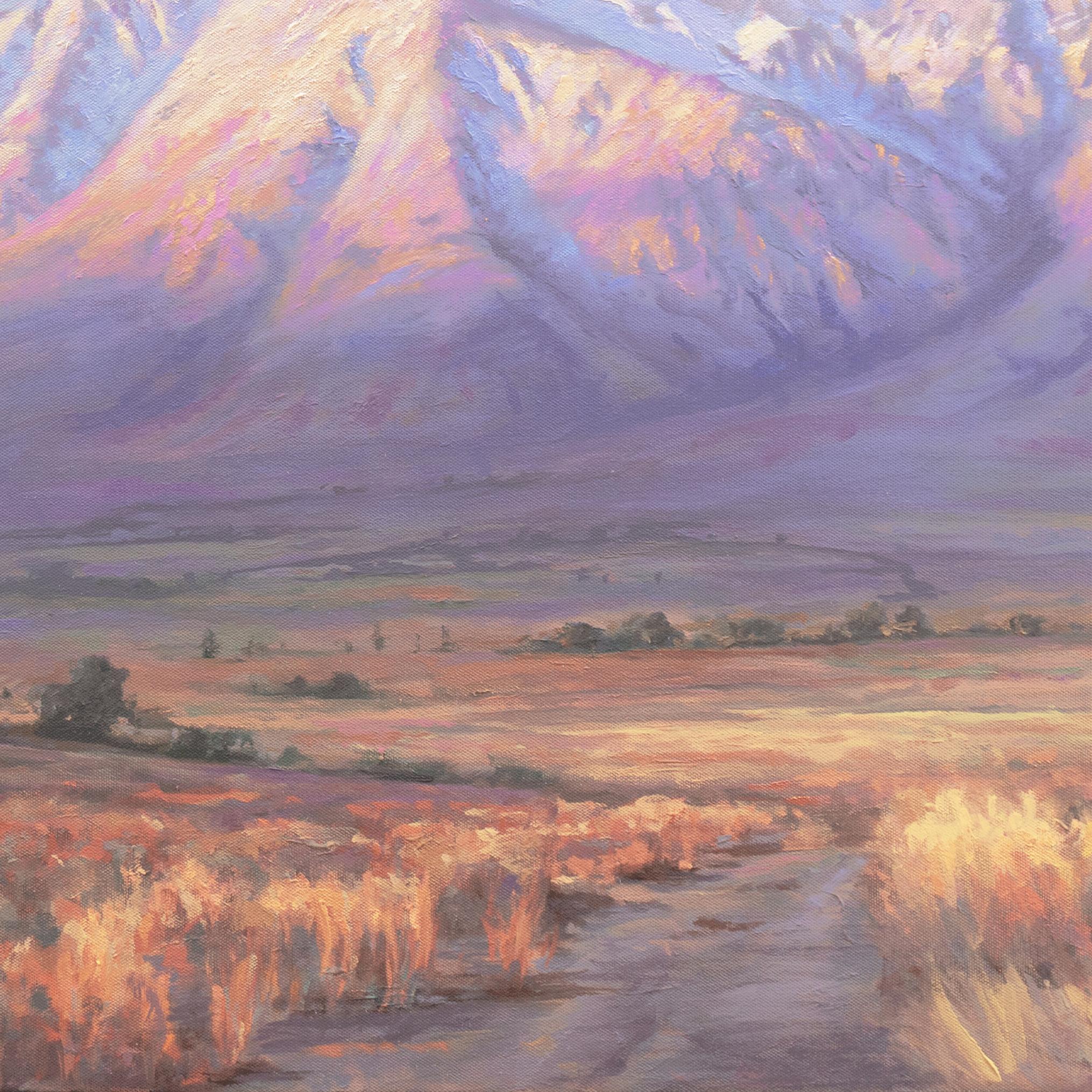 'Autumn, Sunrise over Mt. Tom', Santa Barbara Artist, Ventura Art Museum, Oil - Impressionist Painting by Richard Schloss