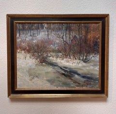 "Frozen Brook" by Richard Schmid, Winter Landscape, Oil painting