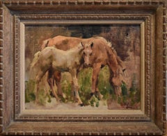 "PALOMINO AND COLT" PAINTED FOR HIS YOUNG DAUGHTER 1963 SWEET PAINTING