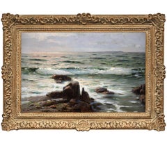 Ölgemälde auf leinwand " Raue See mit Küstenlinie am Horizont " von Schubring