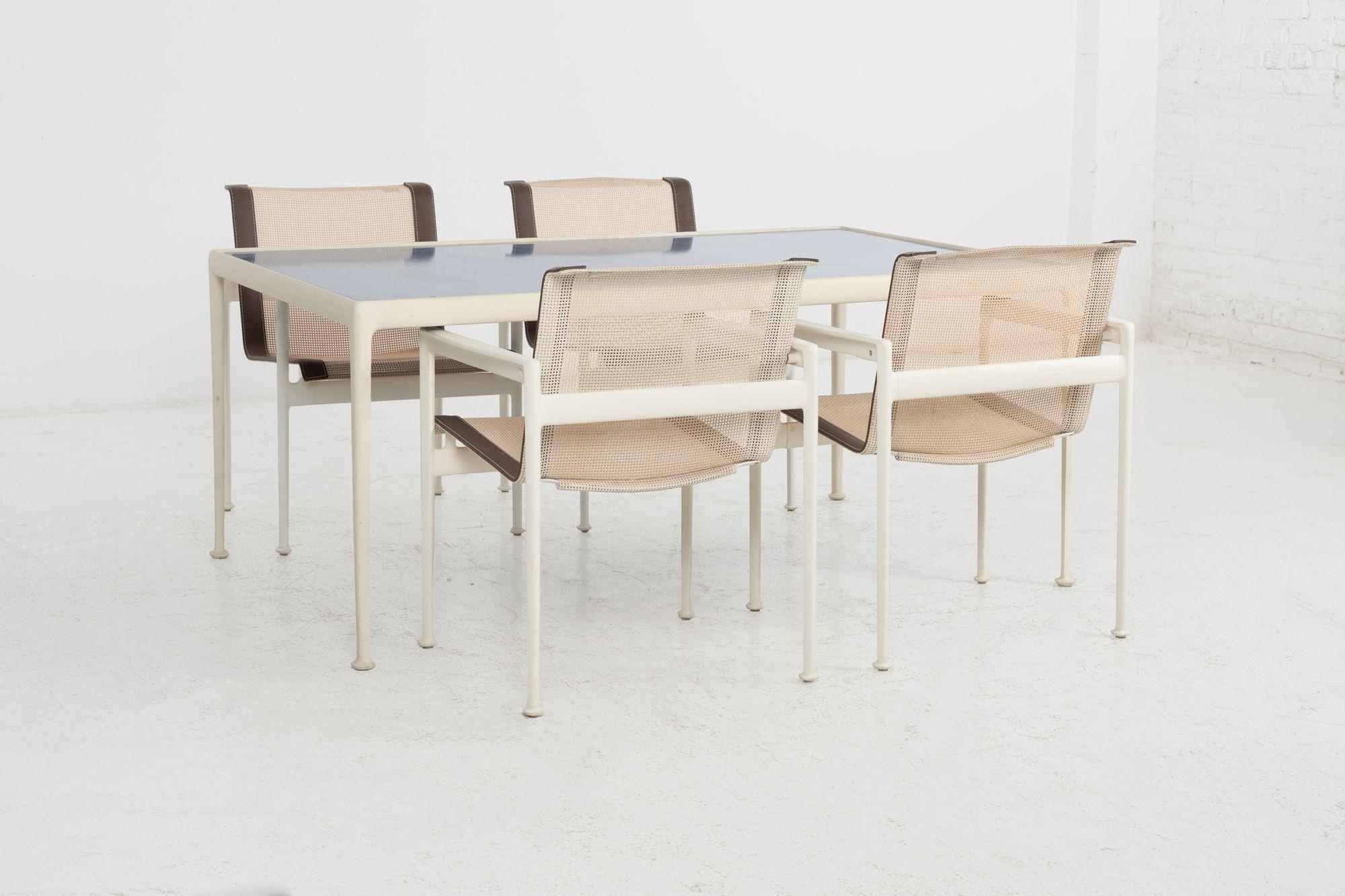 Richard Schultz for Knoll Set of Four Dining Chairs—1960s
Originally introduced as part of the iconic 1966 Collection with their clean lines and durable materials, Constructed of aluminum and steel with a weather-resistant powder-coated finish and