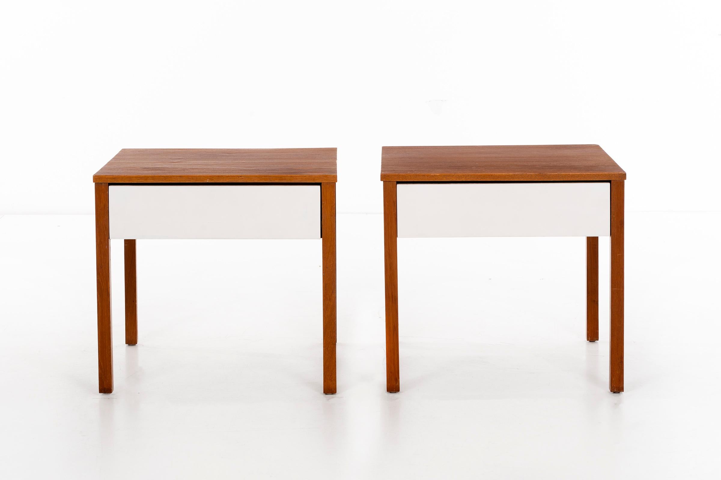 Richard Schultz for Knoll International pair of ends model 227-I 
Teak and formica sides, with pull-out drawer.

