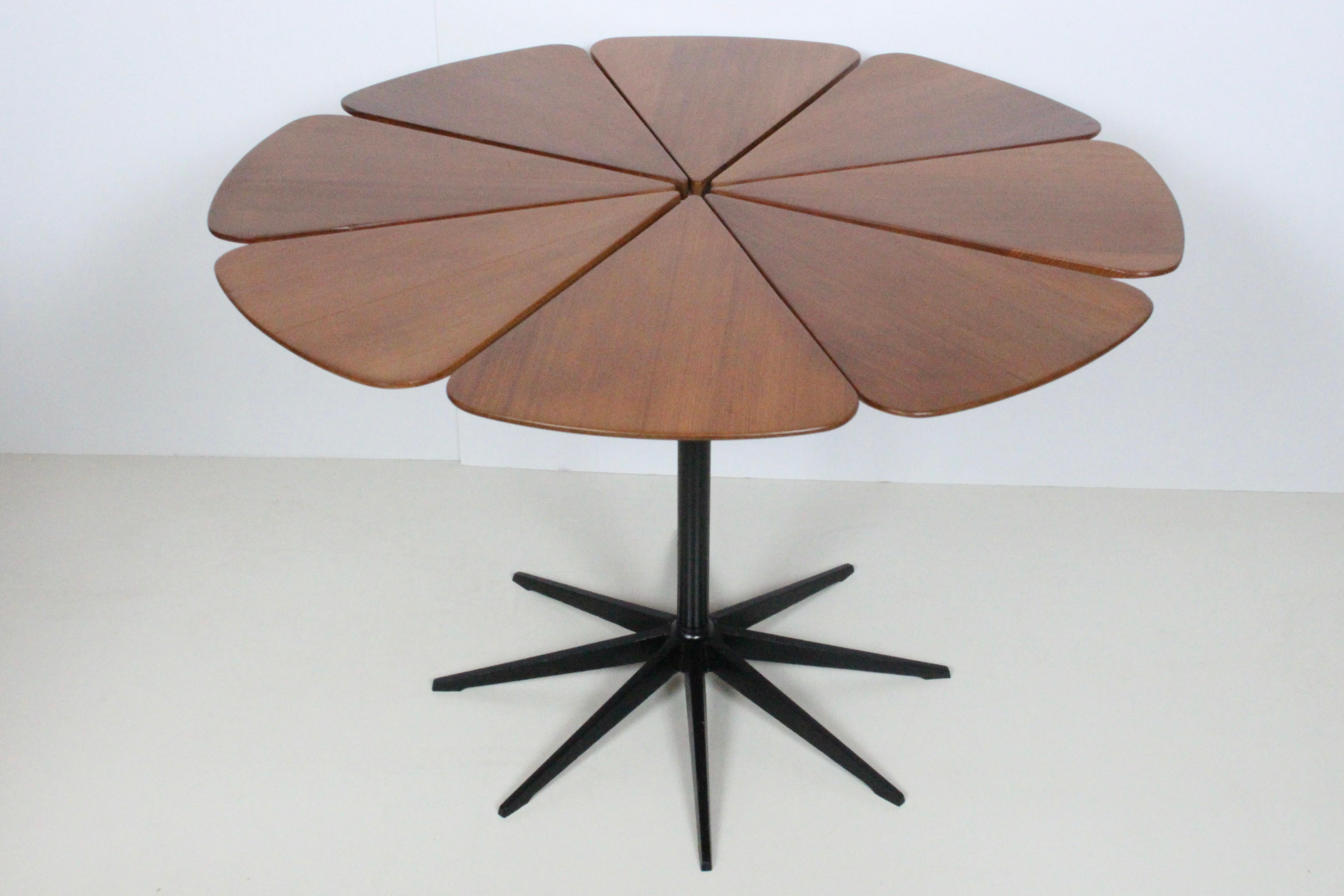 American Richard Schultz Petal Dining Table in Red Cedar with Black Enamel Base, 1960's For Sale