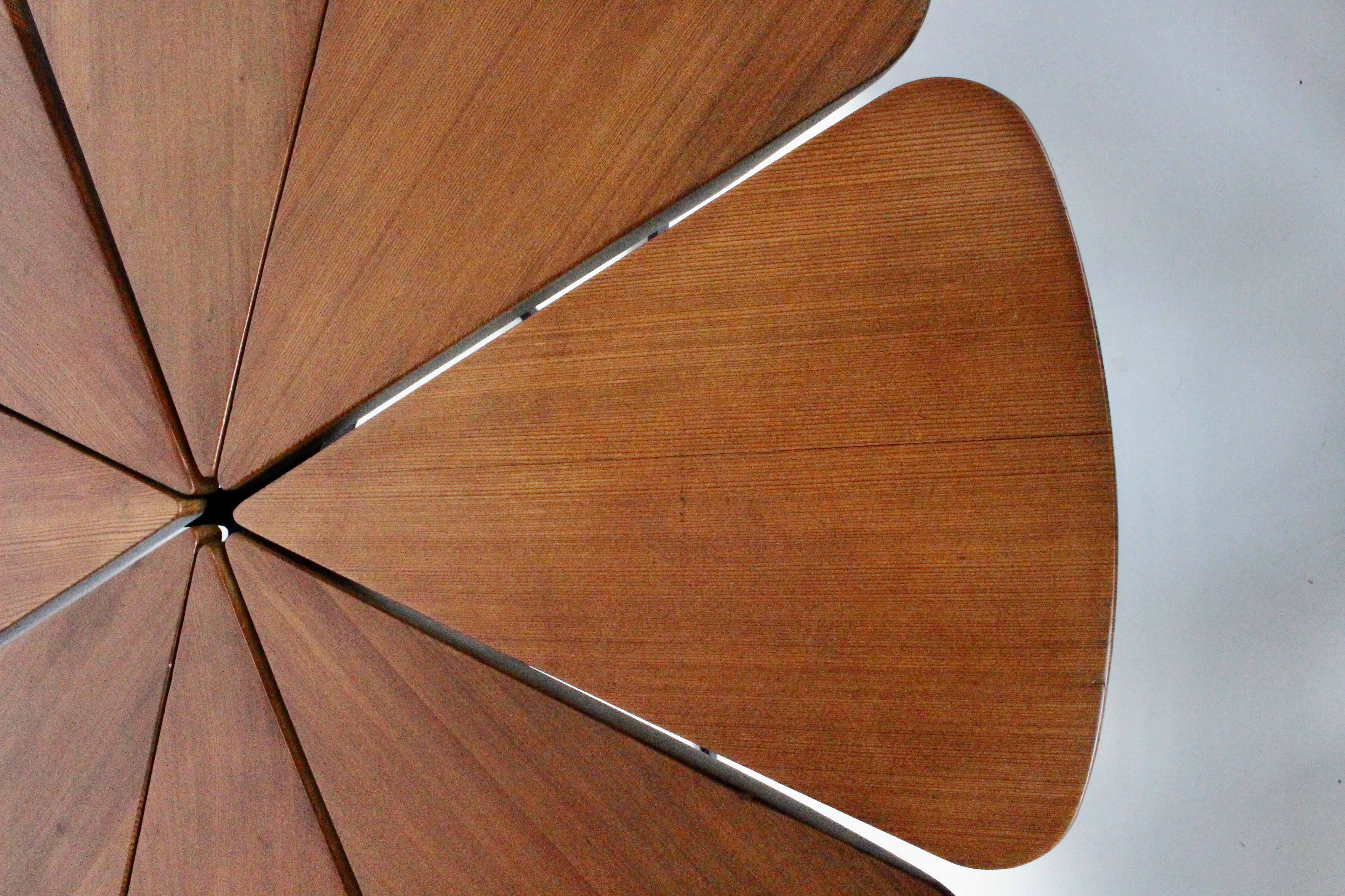 Richard Schultz Petal Dining Table in Red Cedar with Black Enamel Base, 1960's In Good Condition For Sale In Bainbridge, NY